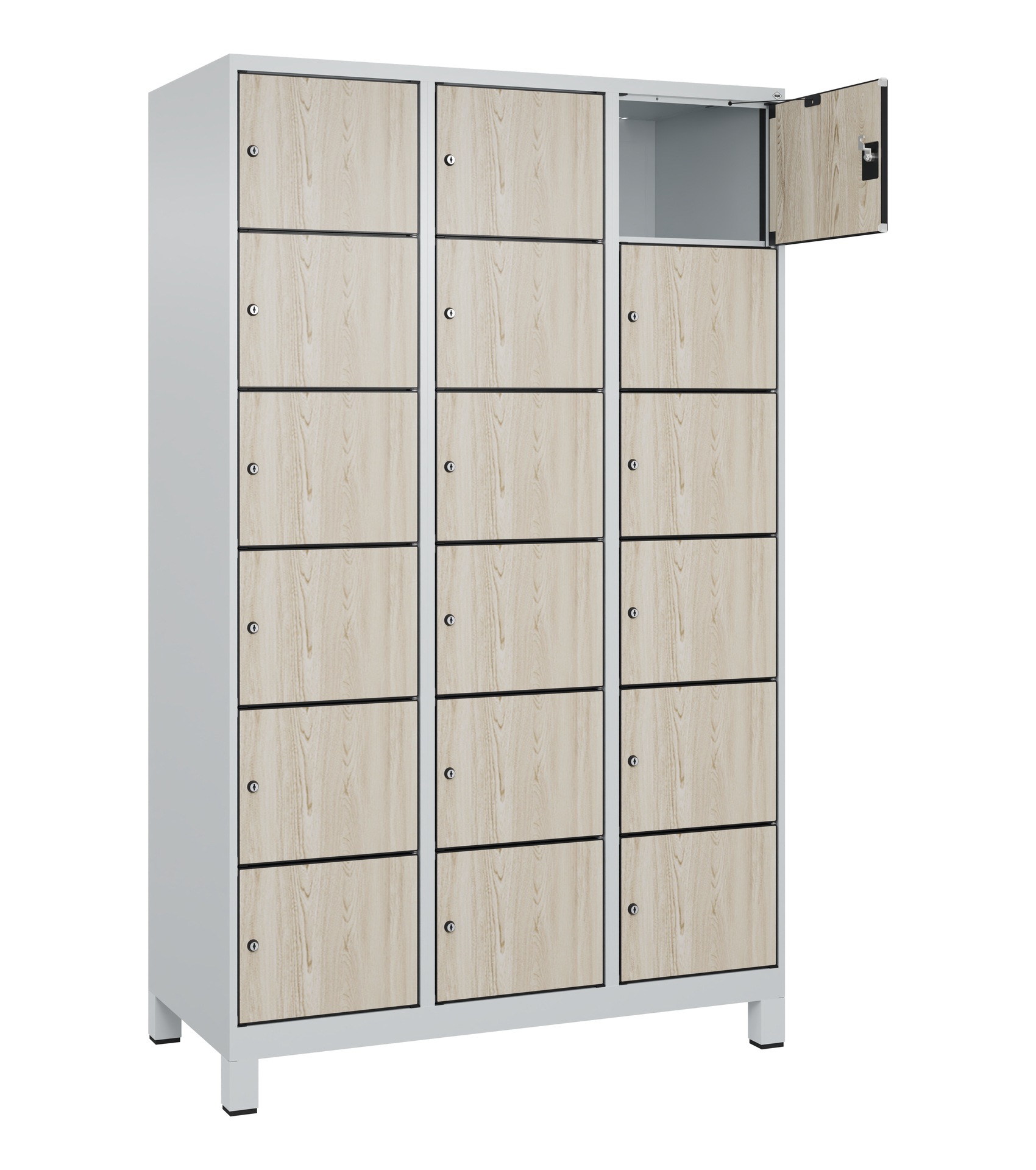 C+P Schlie�fachschrank Evolo PLUS, F��e, 18 F�cher, 1950x1200x500mm