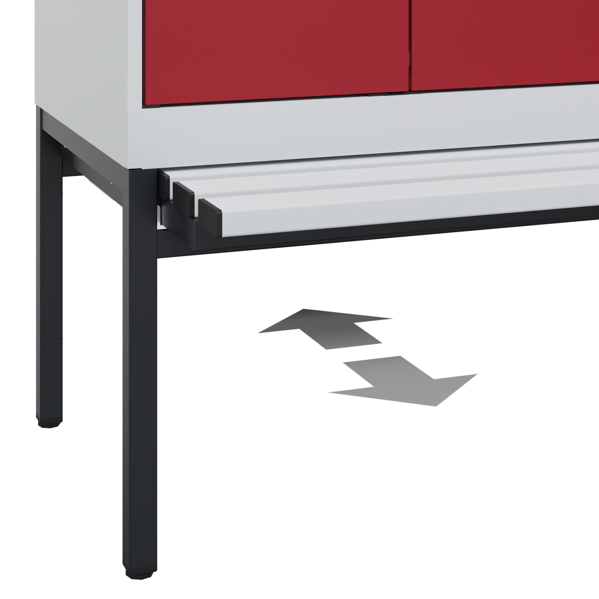 C+P PSA Schwarz-Weiß-Spind Evolo PLUS, Bank, 4 Abteile, 2120x1200x815mm