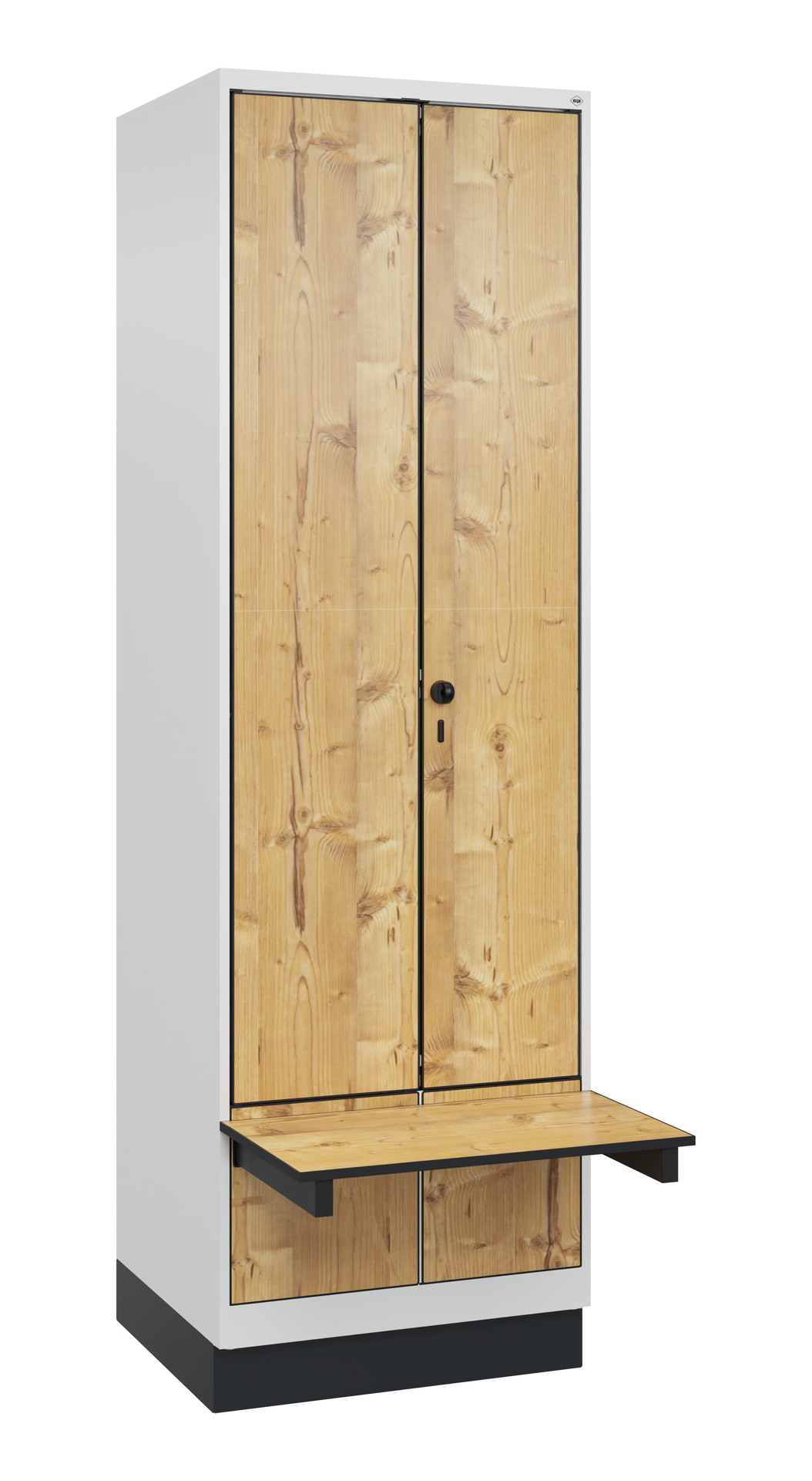 C+P PSA Schwarz-Wei�-Spind Evolo PLUS, Bank, 2 Abteile, 1950x600x815mm