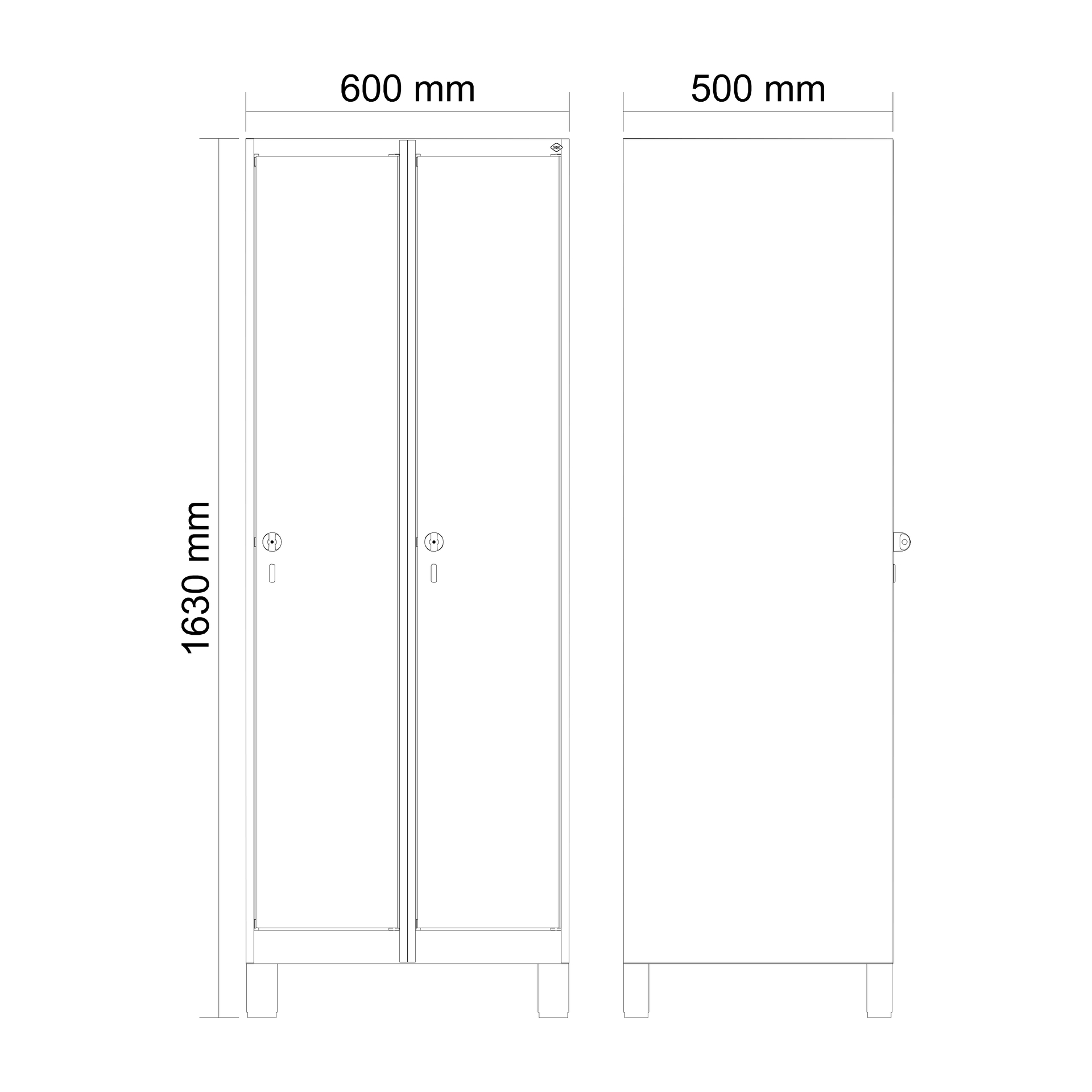C+P Spind Evolo PLUS, F��e, 2 Abteile, 1630x600x500mm