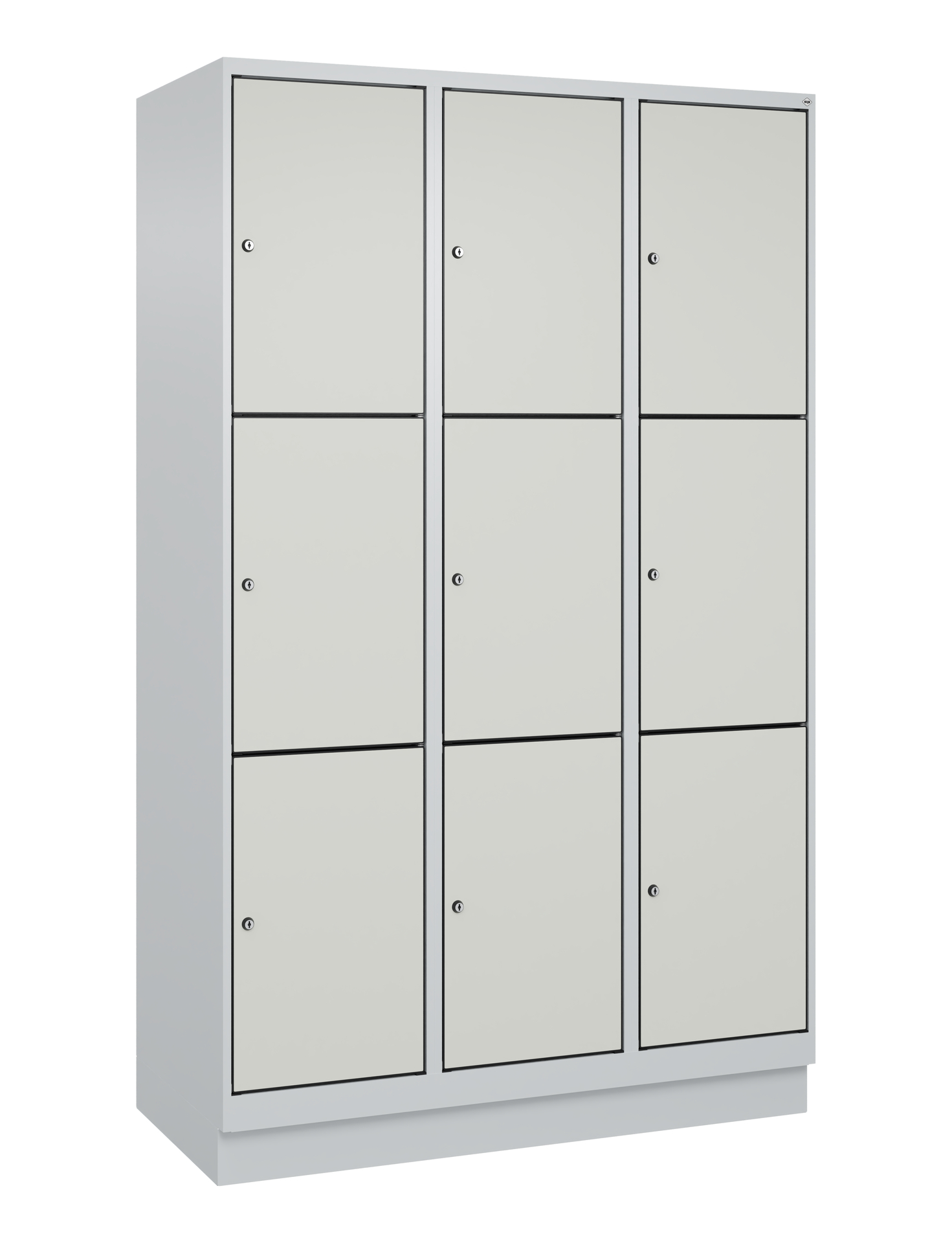 C+P Schlie�fachschrank Evolo PLUS, Sockel, 9 F�cher, 1950x1200x500mm