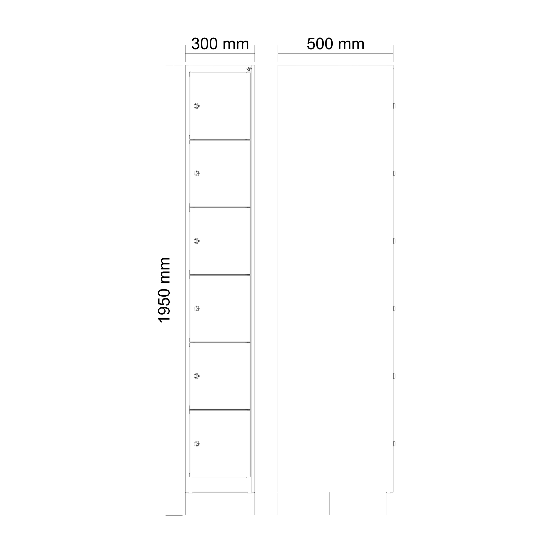 C+P Schlie�fachschrank Evolo PLUS, Sockel, 6 F�cher, 1950x300x500mm