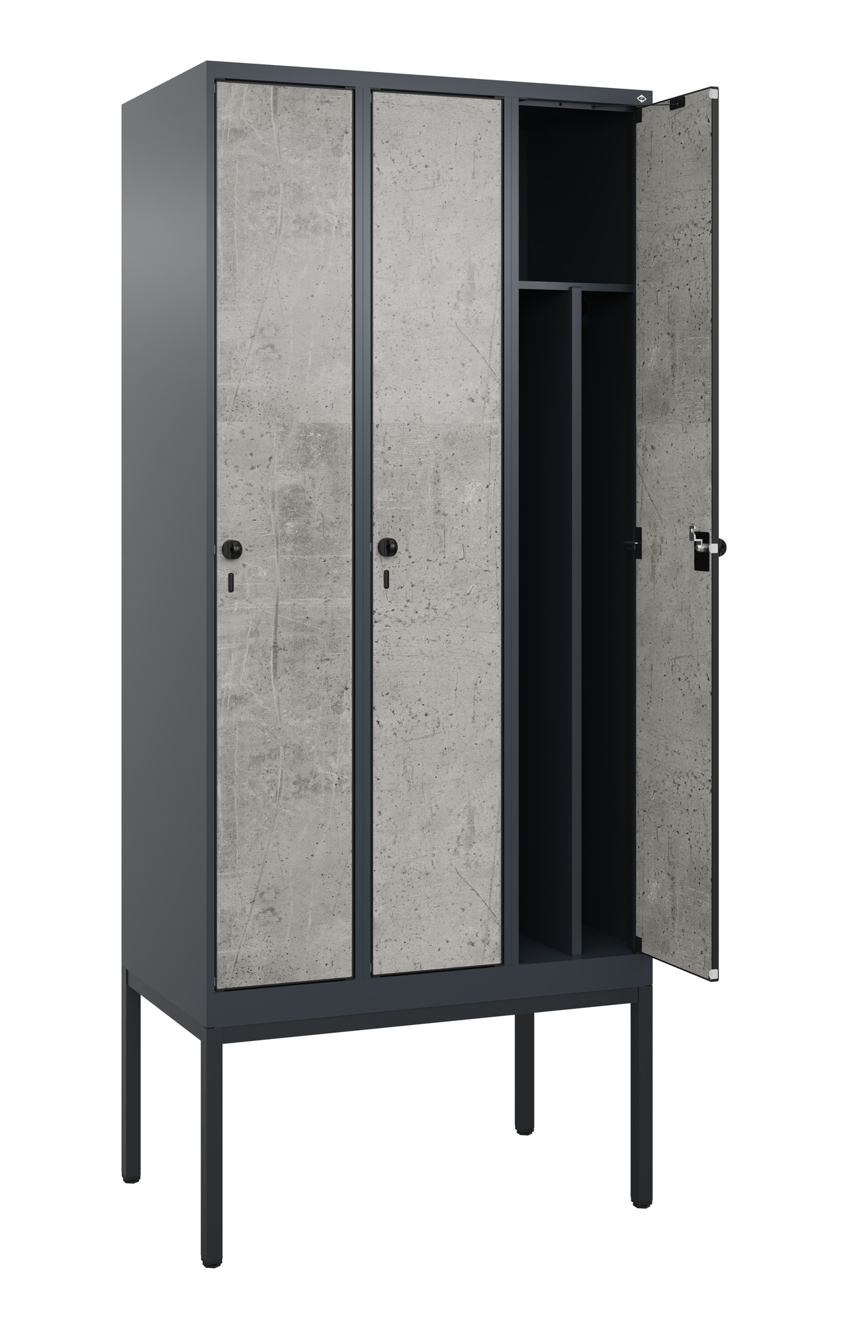 C+P Spind Evolo PLUS, Gestell, 3 Abteile, 2120x900x500mm