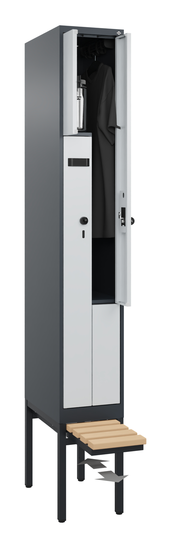 C+P Z-Spind Evolo PLUS, Bank, 2 Fächer, 2120x300x815mm