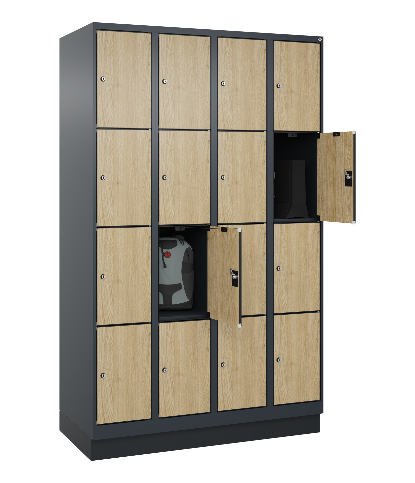 C+P Schlie�fachschrank Evolo PLUS, Sockel, 16 F�cher, 1950x1200x500mm