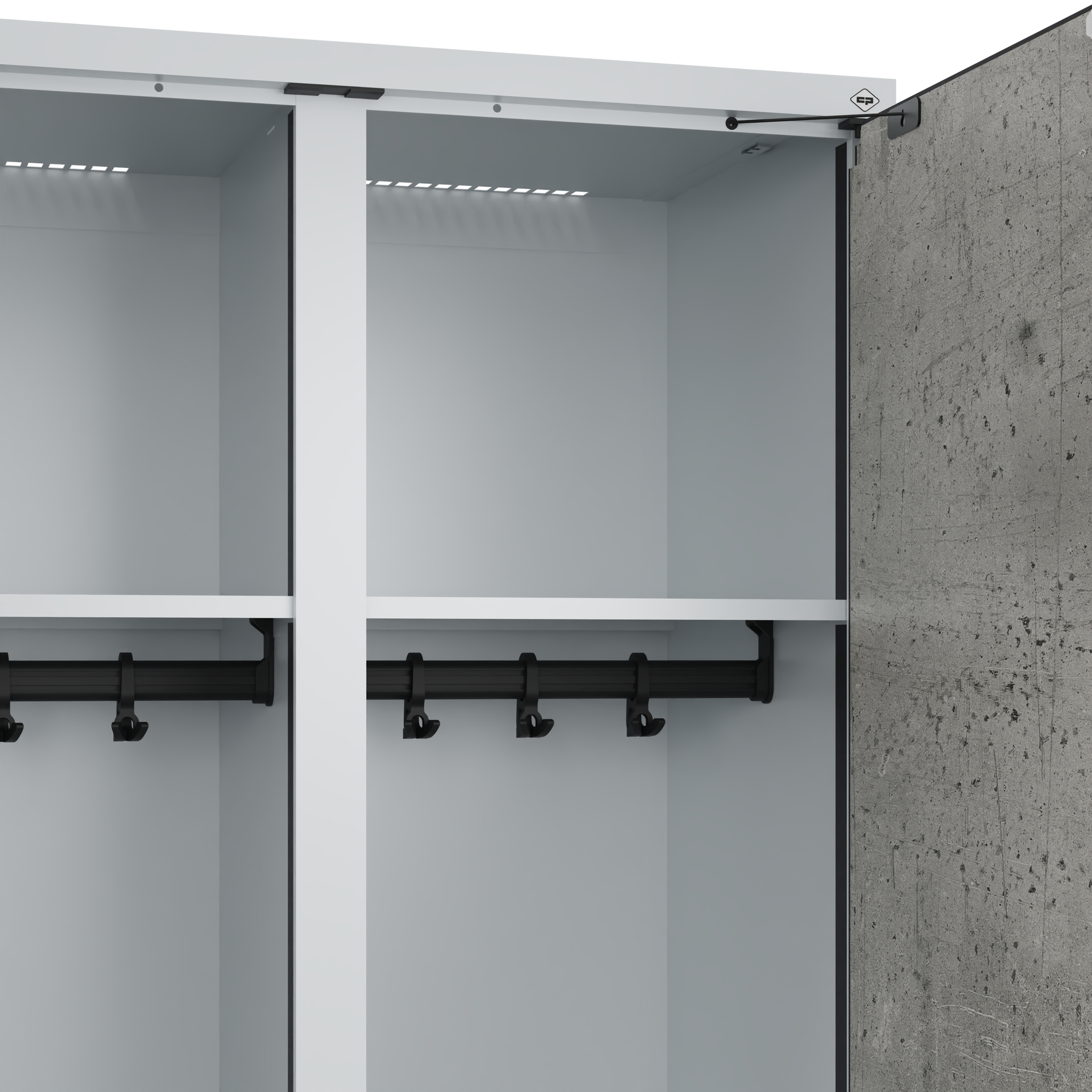 C+P Schwarz-Wei�-Spind Evolo PLUS, Gestell, 2 Abteile, 2120x800x500mm