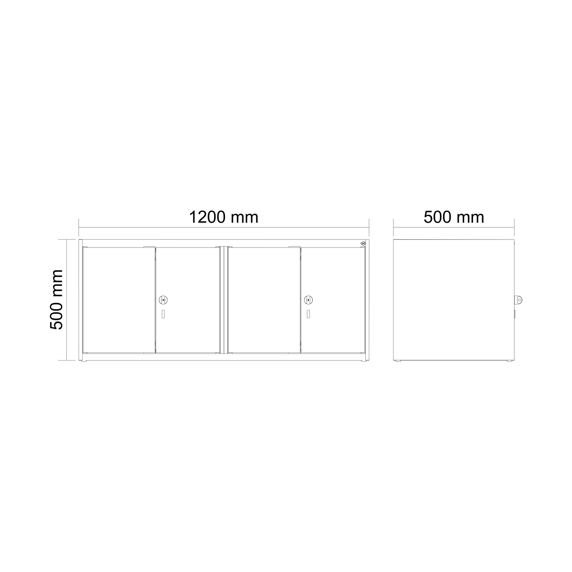 C+P Aufsatzschrank Evolo PLUS, 4 Abteile, 500x1200