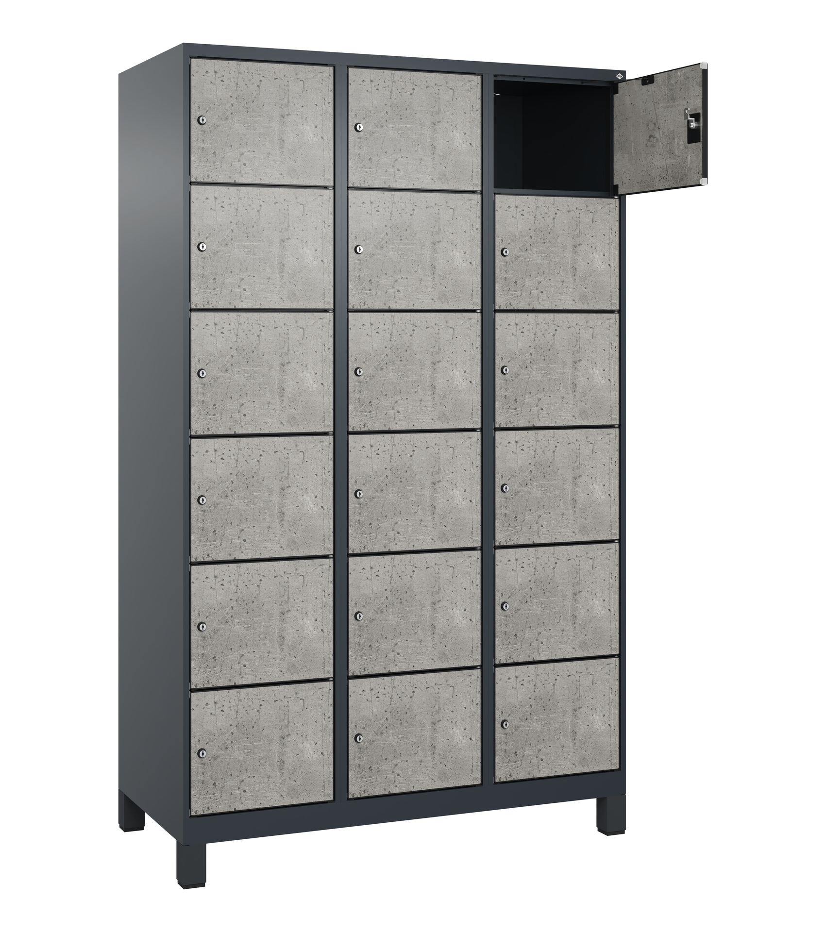 C+P Schlie�fachschrank Evolo PLUS, F��e, 18 F�cher, 1950x1200x500mm