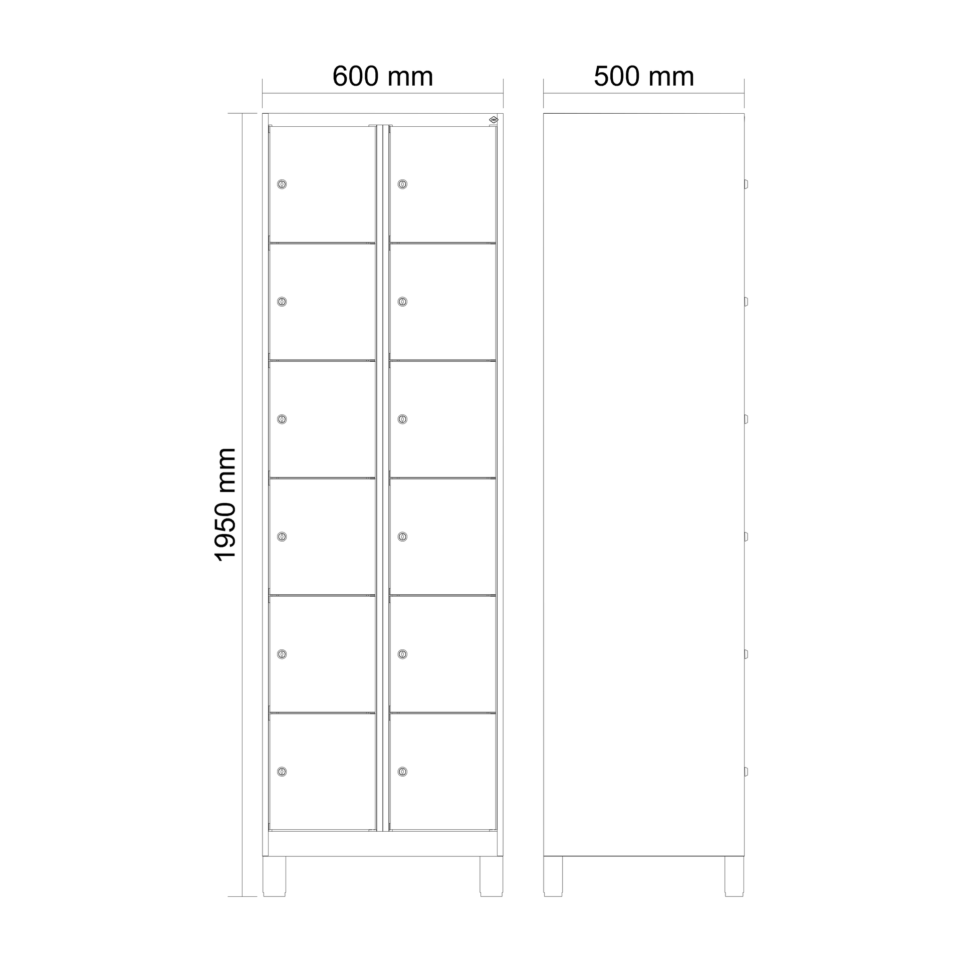 C+P Schlie�fachschrank Evolo PLUS, F��e, 12 F�cher, 1950x600x500mm