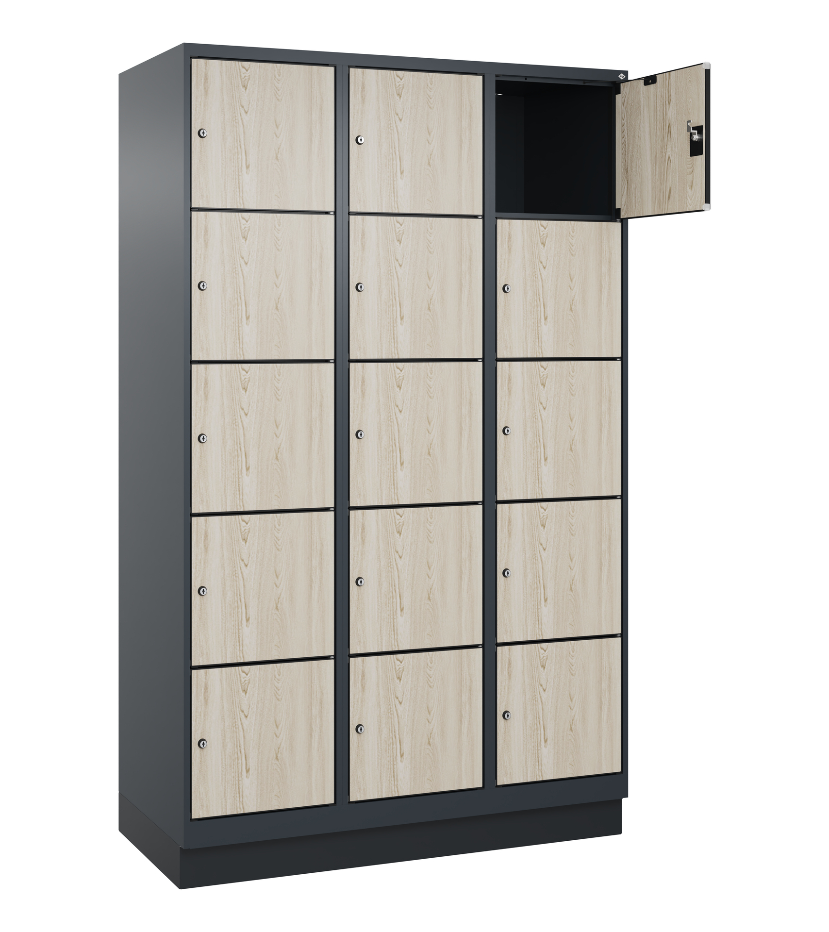 C+P Schlie�fachschrank Evolo PLUS, Sockel, 15 F�cher, 1950x1200x500mm