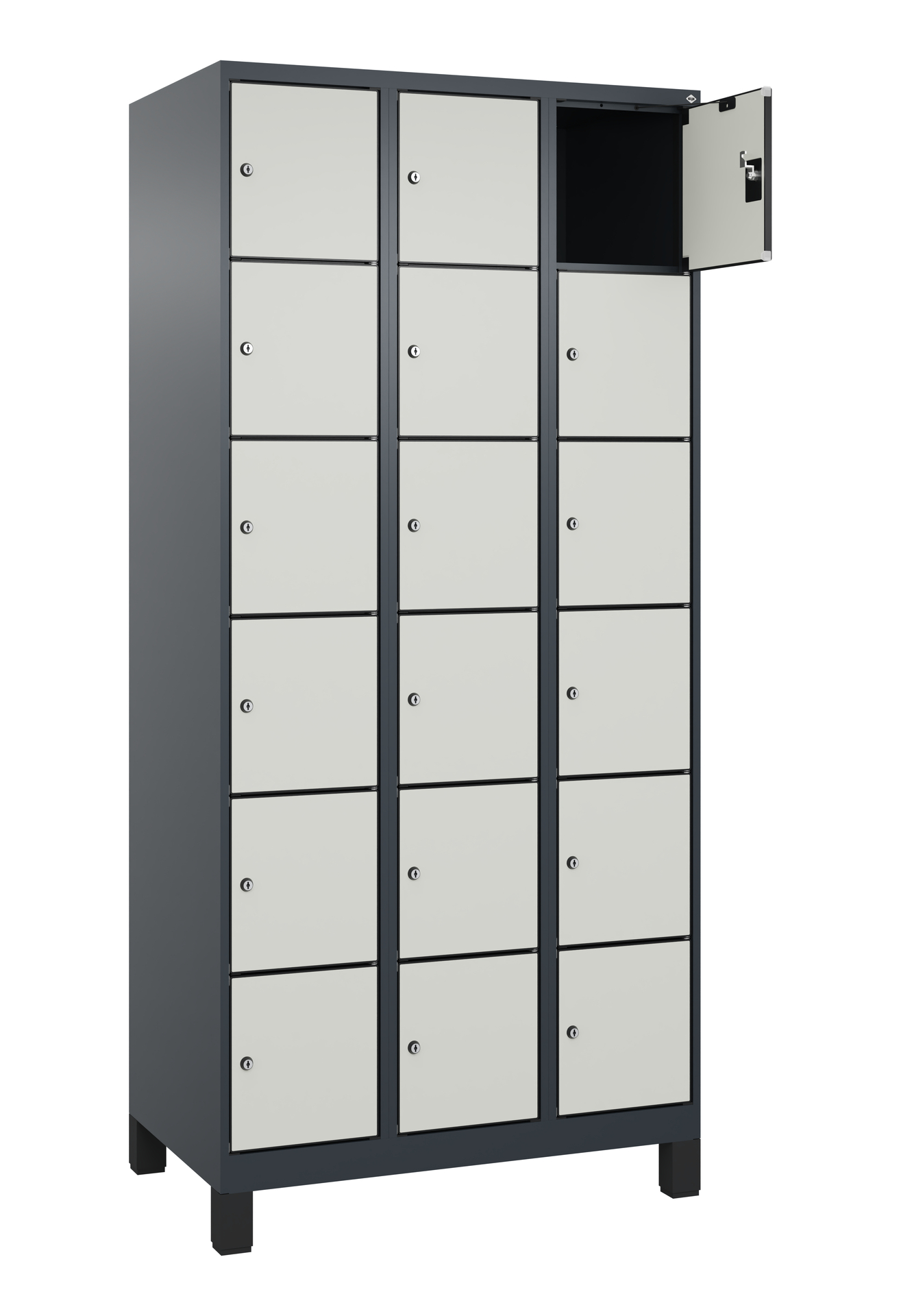 C+P Schlie�fachschrank Evolo PLUS, F��e, 18 F�cher, 1950x900x500mm