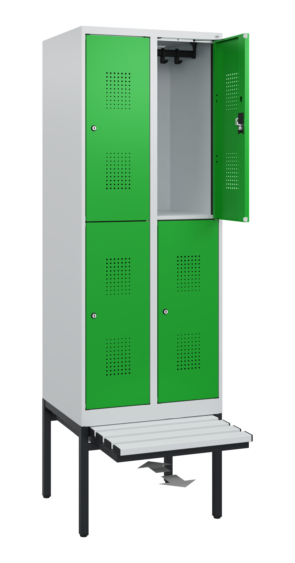 C+P Doppelstöckiger Spind Evolo PLUS, 4 Fächer, 1950x600x815mm