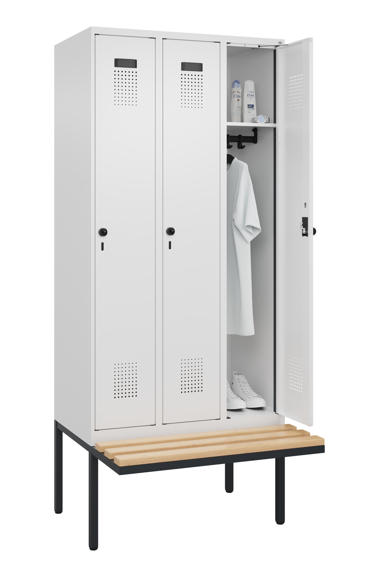 C+P Spind Evolo PLUS, Bank, 3 Abteile, 2120x900x81