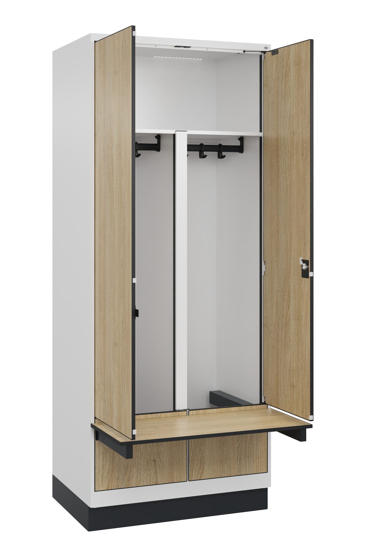 C+P PSA Schwarz-Wei�-Spind Evolo PLUS, Bank, 2 Abteile, 1950x800x815mm