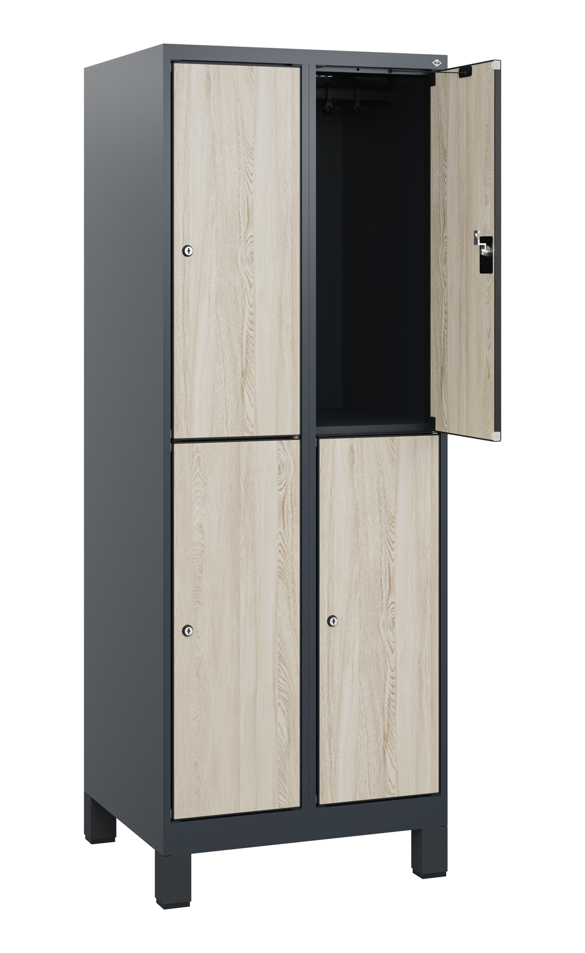 C+P Doppelst�ckiger Schulspind Evolo PLUS, F��e, 4 F�cher, 1630x600x500mm