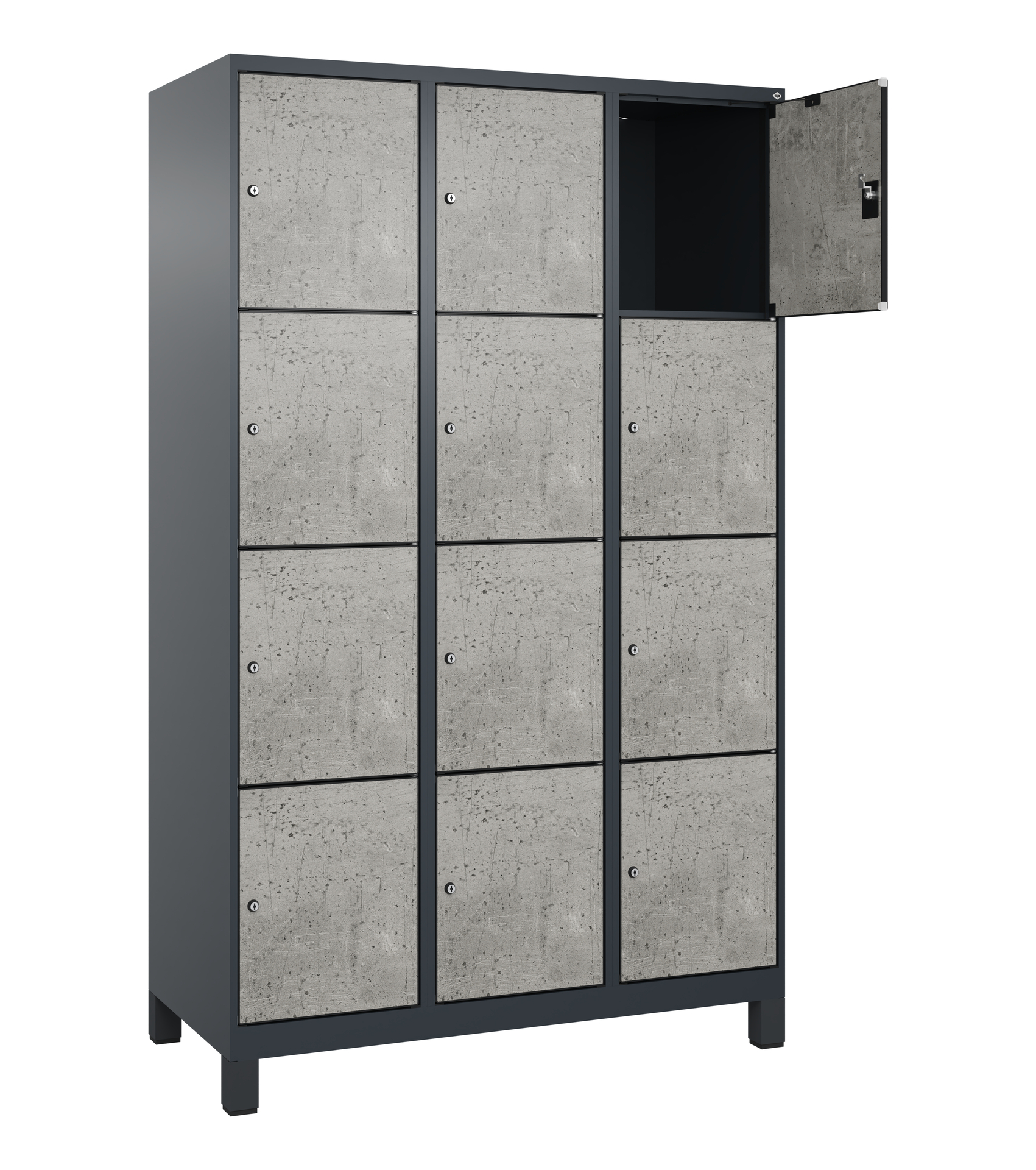 C+P Schlie�fachschrank Evolo PLUS, F��e, 12 F�cher, 1950x1200x500mm