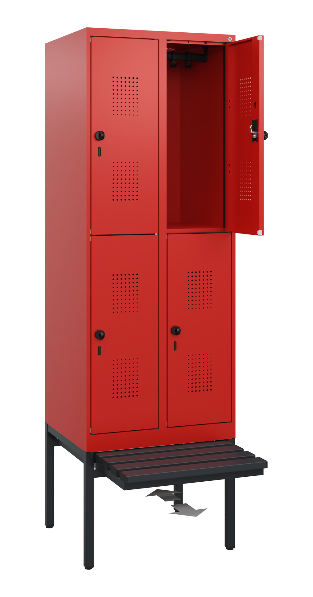 C+P Doppelstöckiger Spind Evolo PLUS, 4 Fächer, 1950x600x815mm