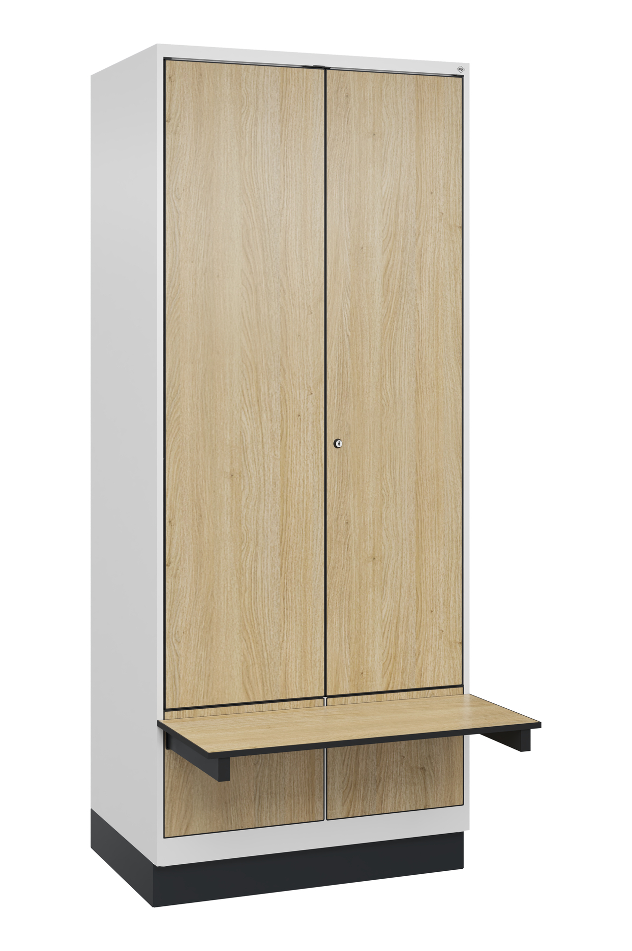 C+P PSA Schwarz-Wei�-Spind Evolo PLUS, Bank, 2 Abteile, 1950x800x815mm