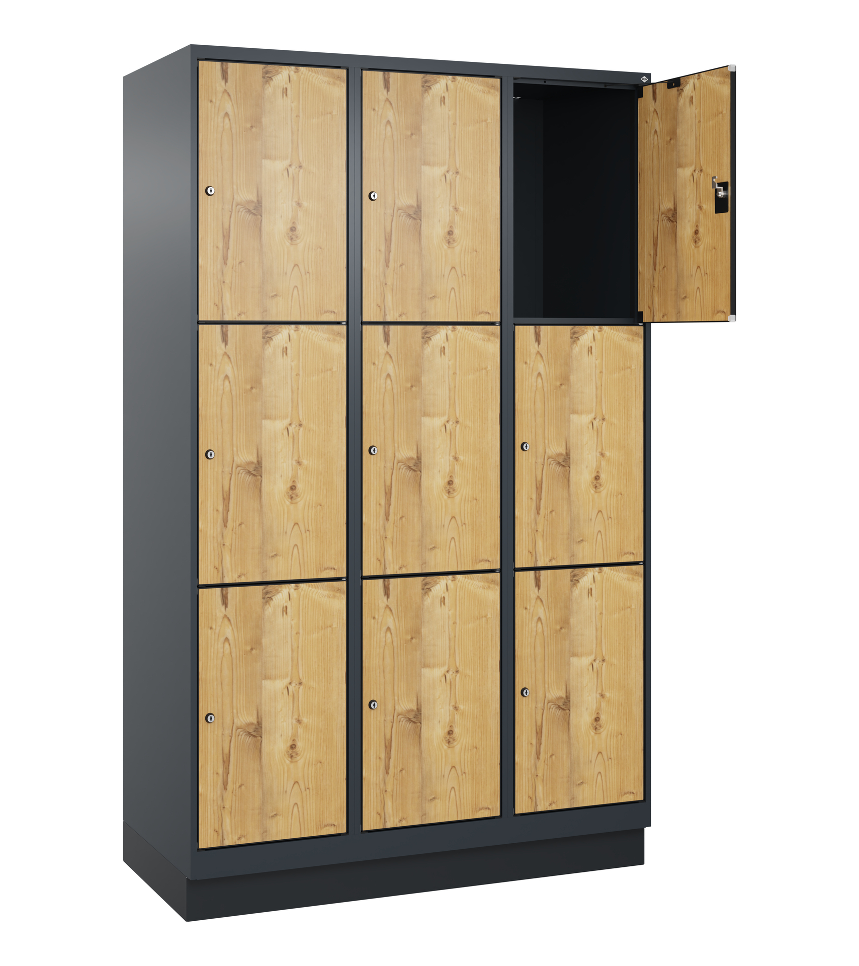 C+P Schlie�fachschrank Evolo PLUS, Sockel, 9 F�cher, 1950x1200x500mm