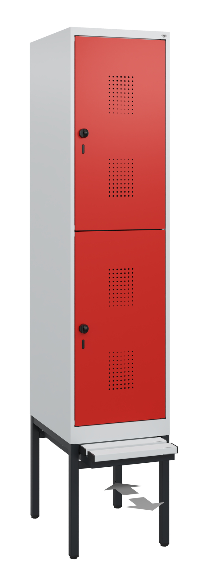 C+P Doppelstöckiger Spind Evolo PLUS, 2 Fächer, 1950x400x815mm