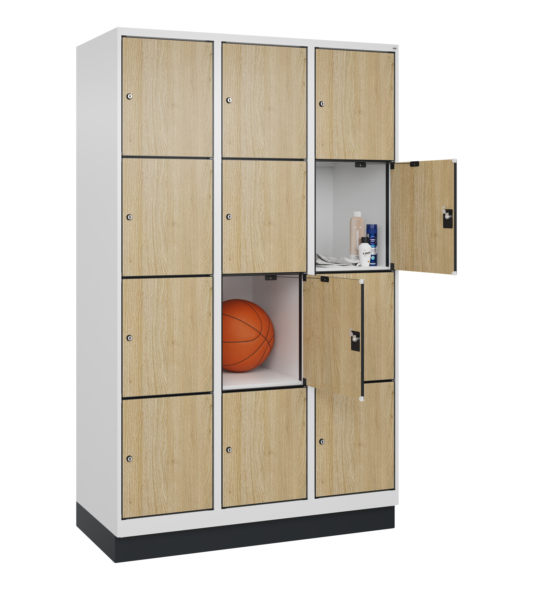 C+P Schlie�fachschrank Evolo PLUS, Sockel, 12 F�cher, 1950x1200x500mm