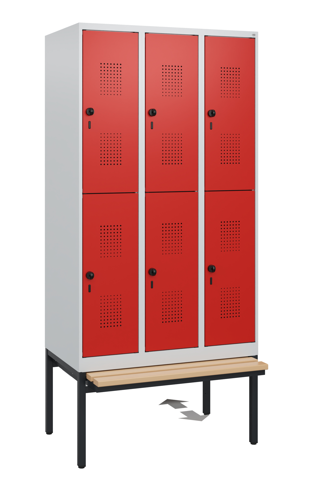C+P Doppelstöckiger Spind Evolo PLUS, 6 Fächer, 1950x900x815mm