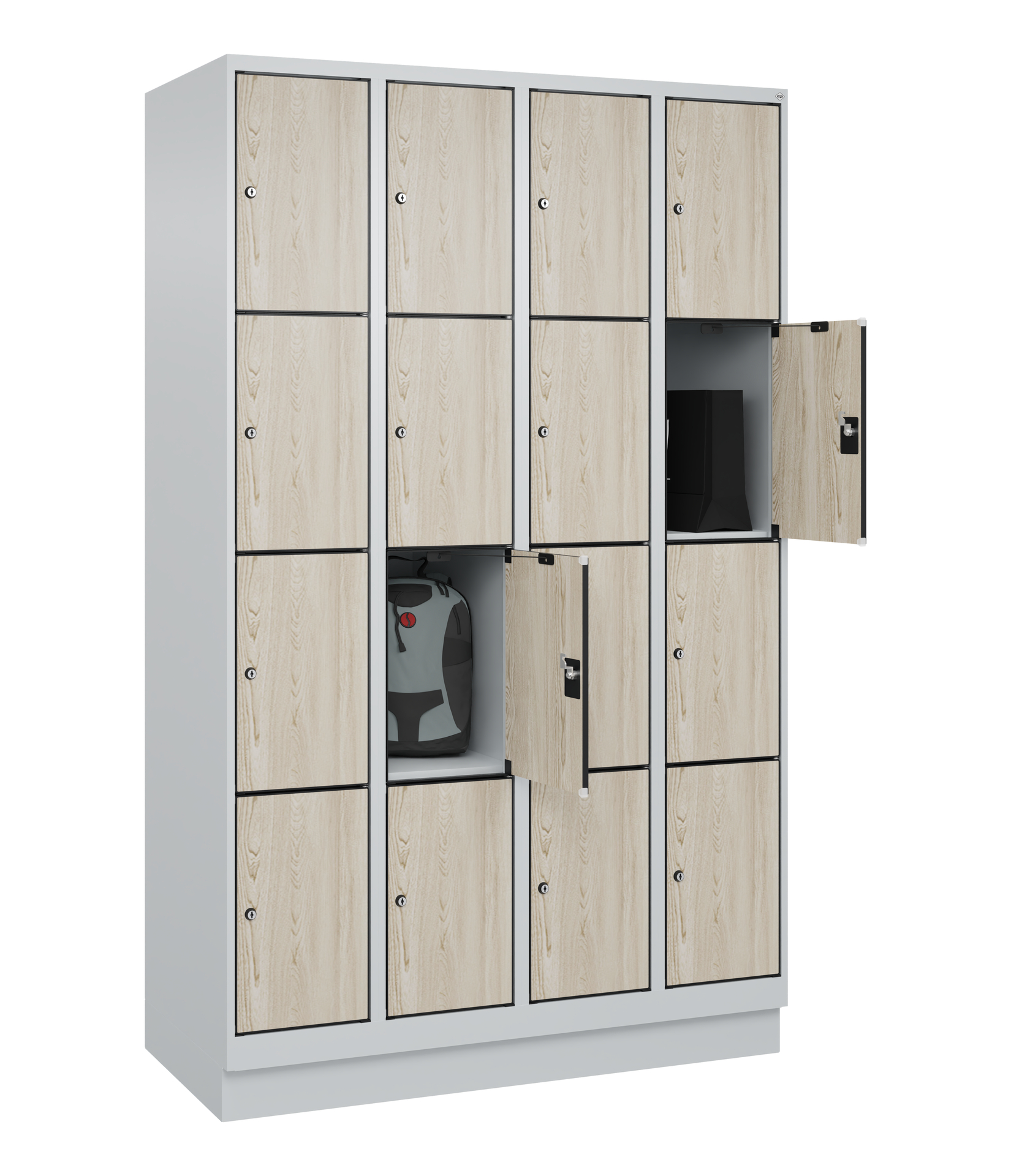 C+P Schlie�fachschrank Evolo PLUS, Sockel, 16 F�cher, 1950x1200x500mm