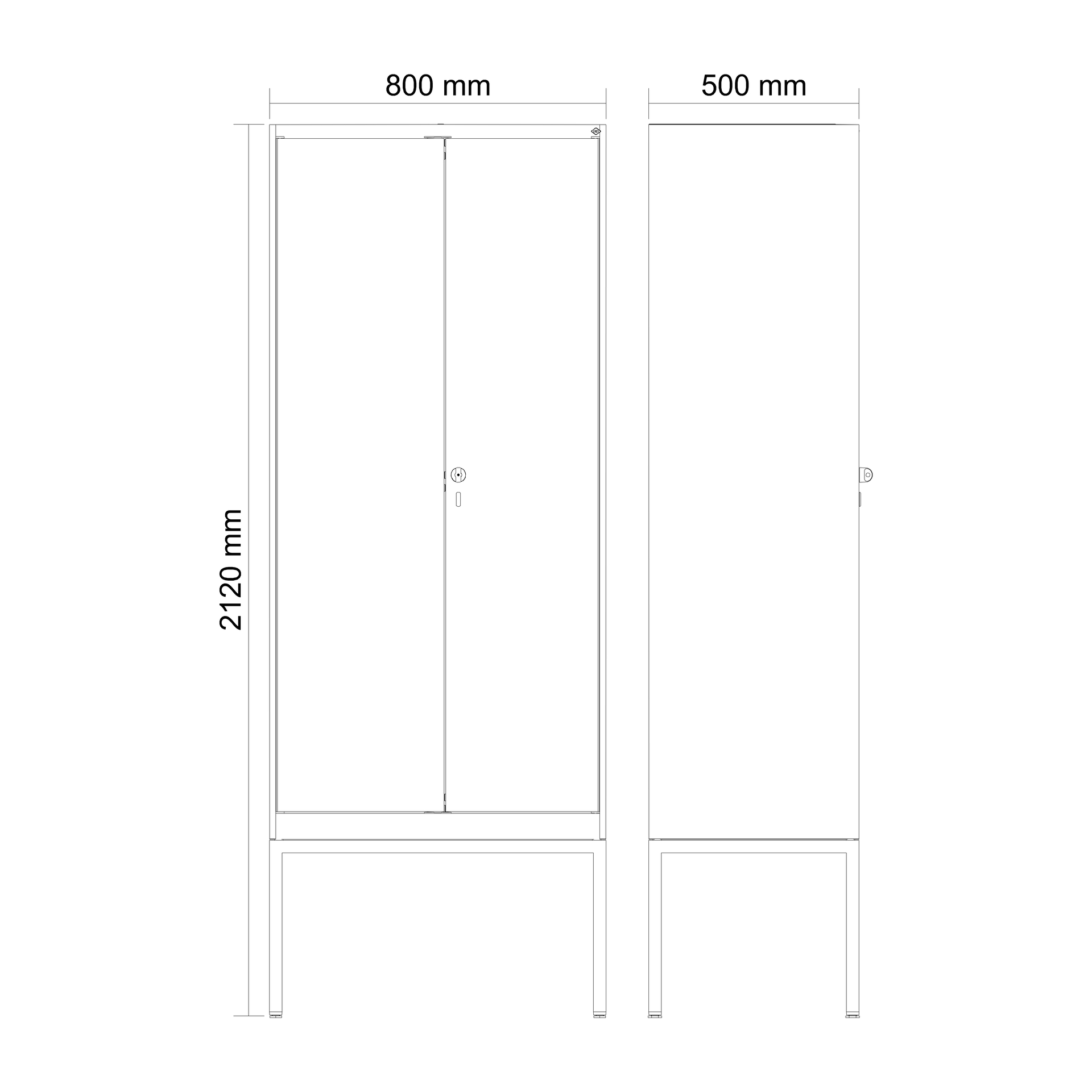 C+P Schwarz-Wei�-Spind Evolo PLUS, Gestell, 2 Abteile, 2120x800x500mm
