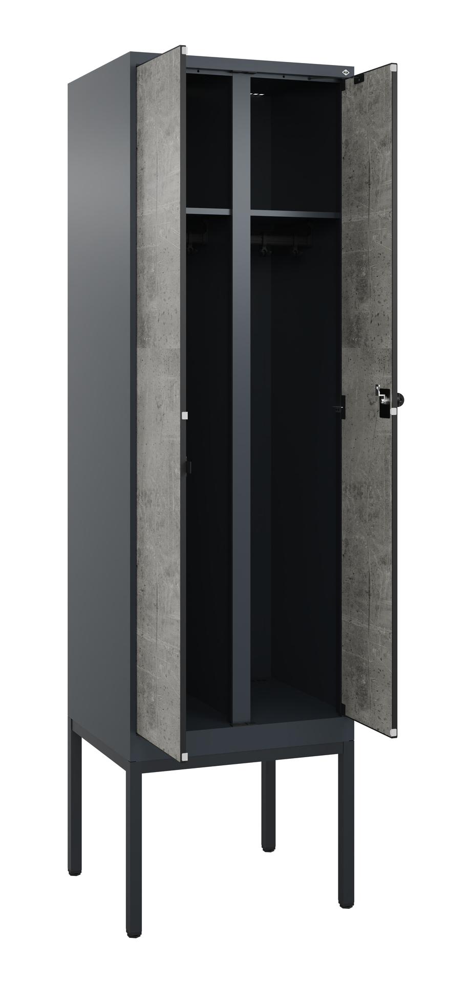 C+P Schwarz-Wei�-Spind Evolo PLUS, Gestell, 2 Abteile, 2120x600x500mm