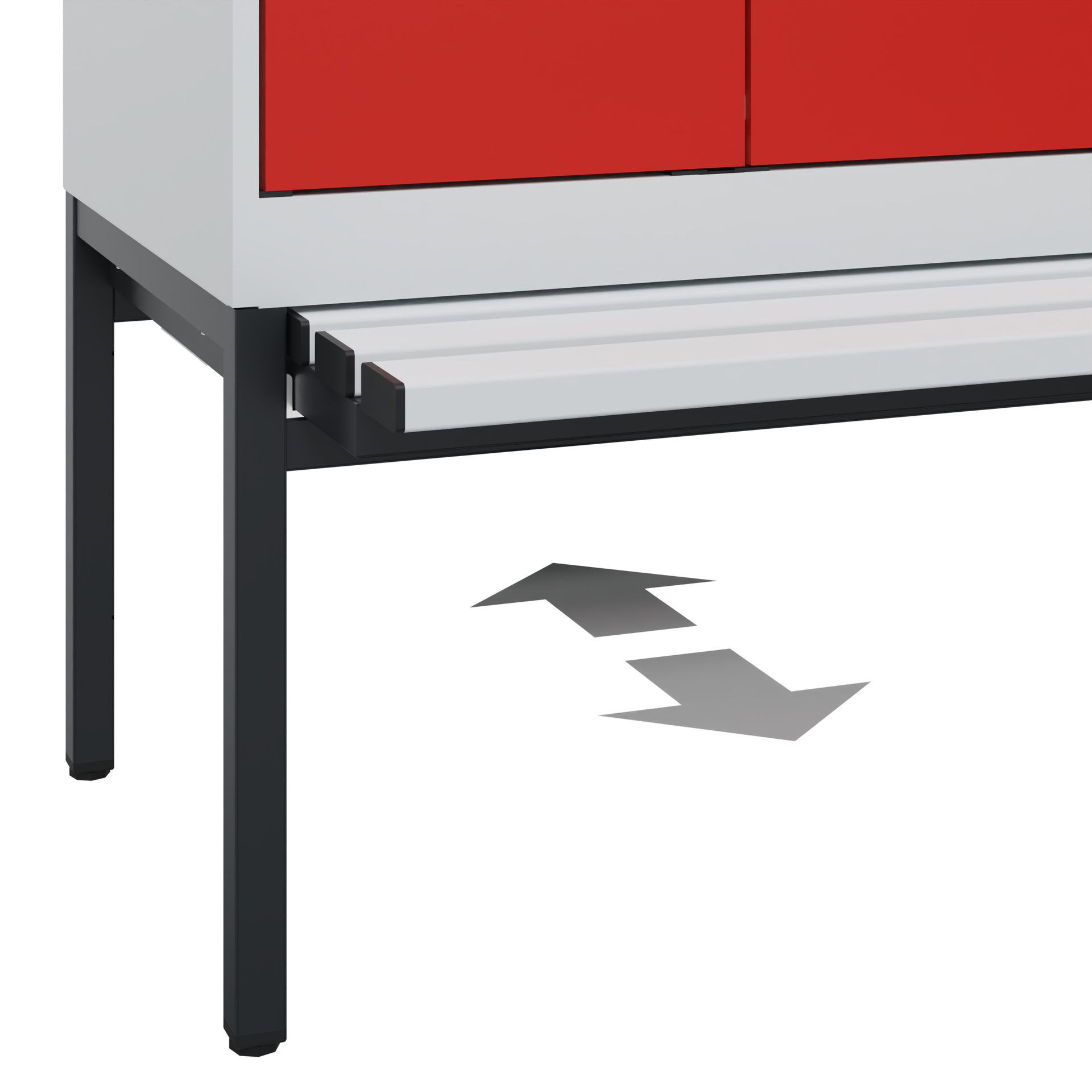 C+P PSA Schwarz-Weiß-Spind Evolo PLUS, Bank, 4 Abteile, 2120x1200x815mm