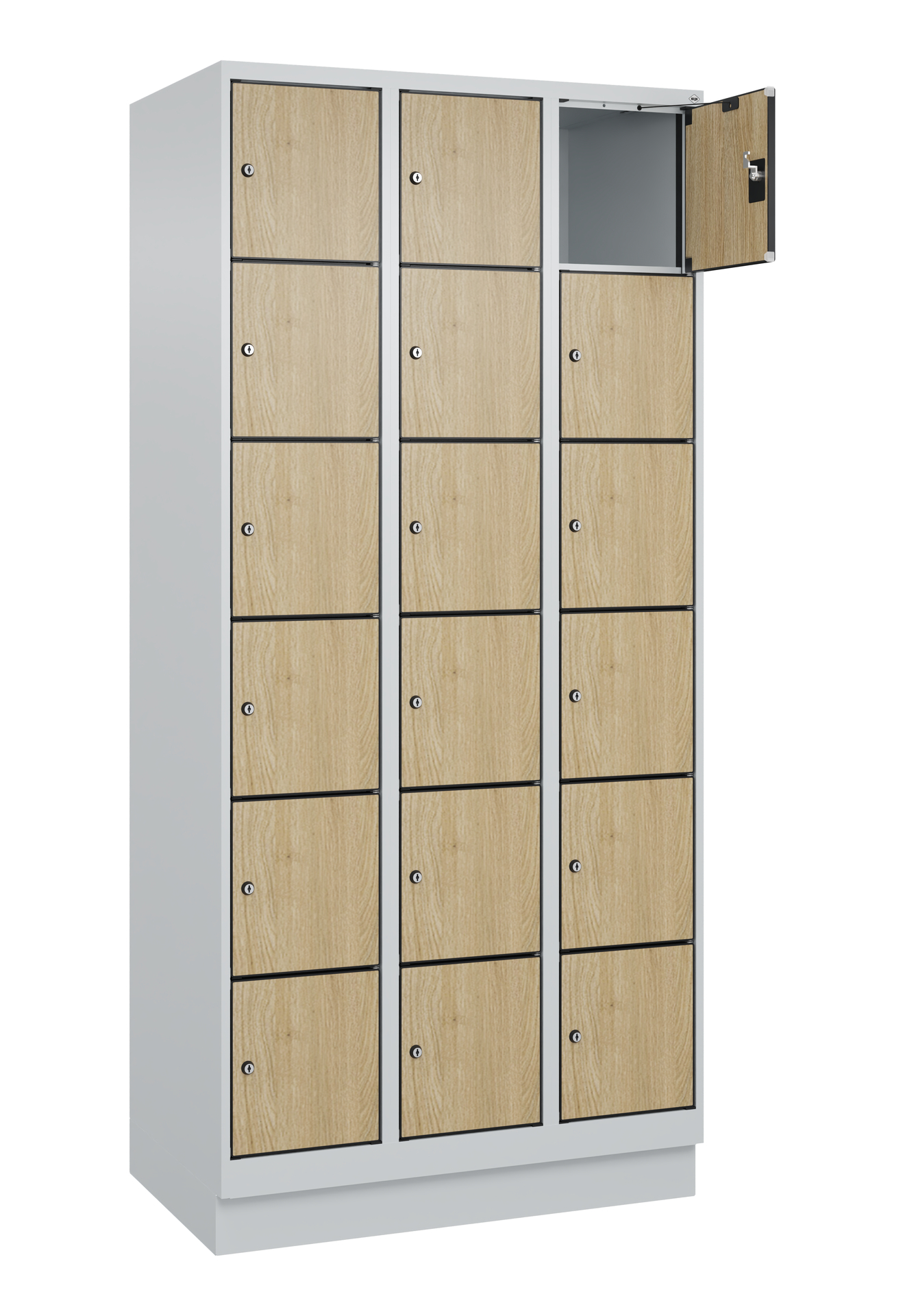 C+P Schlie�fachschrank Evolo PLUS, Sockel, 18 F�cher, 1950x900x500mm