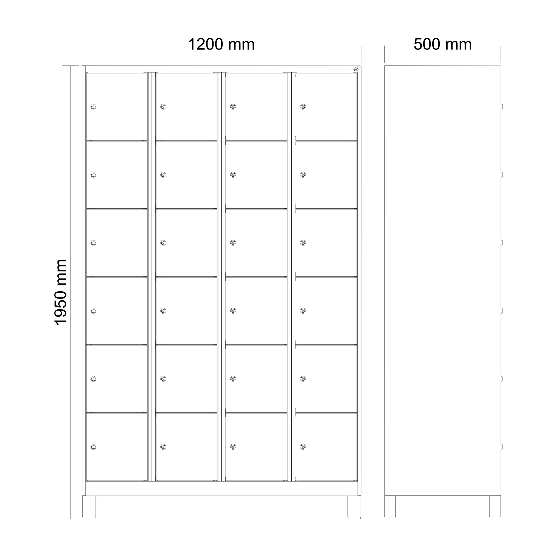 C+P Schlie�fachschrank Evolo PLUS, F��e, 24 F�cher, 1950x1200x500mm