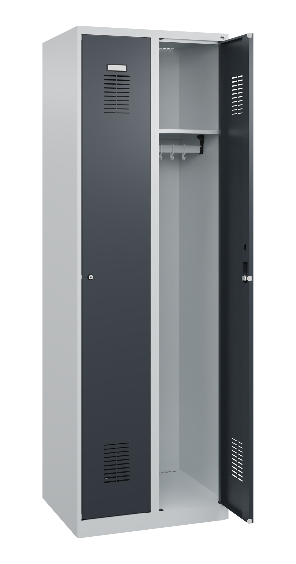 C+P Spind Basis PLUS, 2 Abteile, 1850x600x500mm, 7035/7016