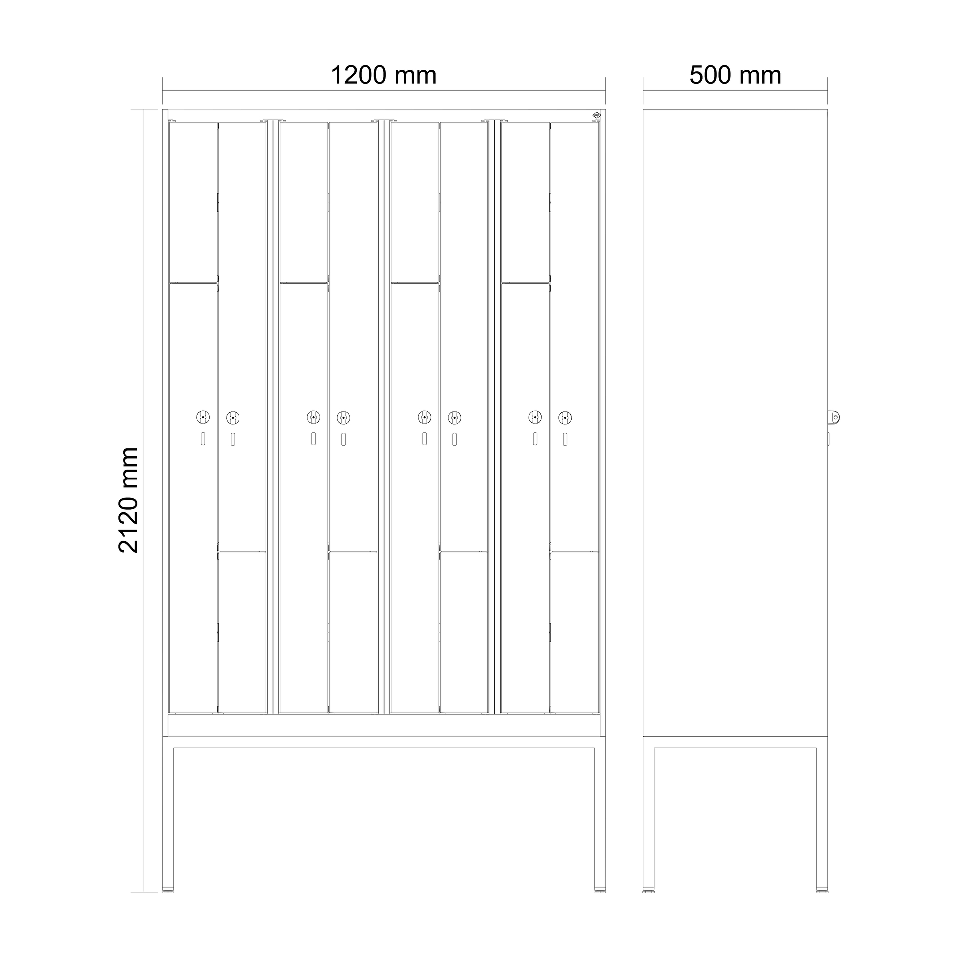 C+P Z-Spind Evolo PLUS, Gestell, 8 F�cher, 2120x1200x500mm