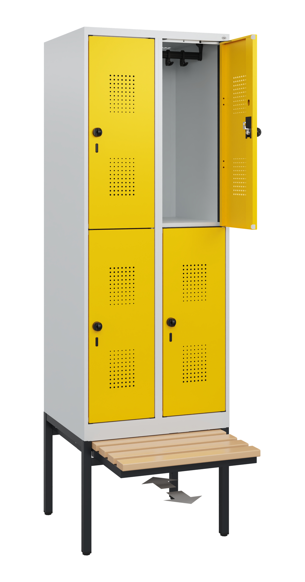 C+P Doppelstöckiger Spind Evolo PLUS, 4 Fächer, 1950x600x815mm