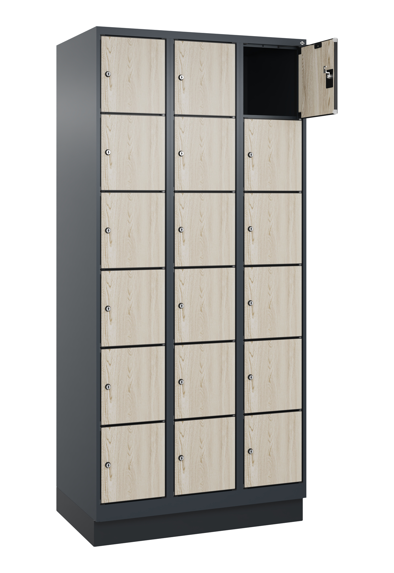 C+P Schlie�fachschrank Evolo PLUS, Sockel, 18 F�cher, 1950x900x500mm