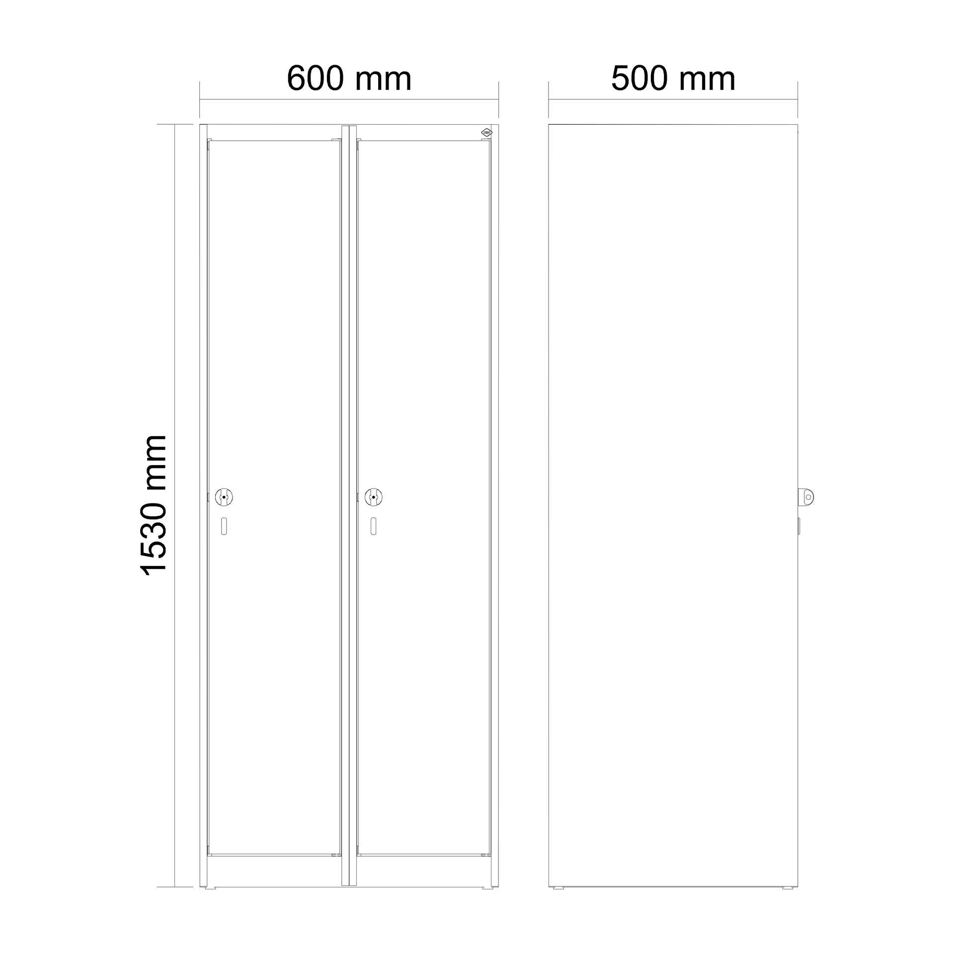 C+P Spind Evolo PLUS, 2 Abteile, 1530x600x500mm