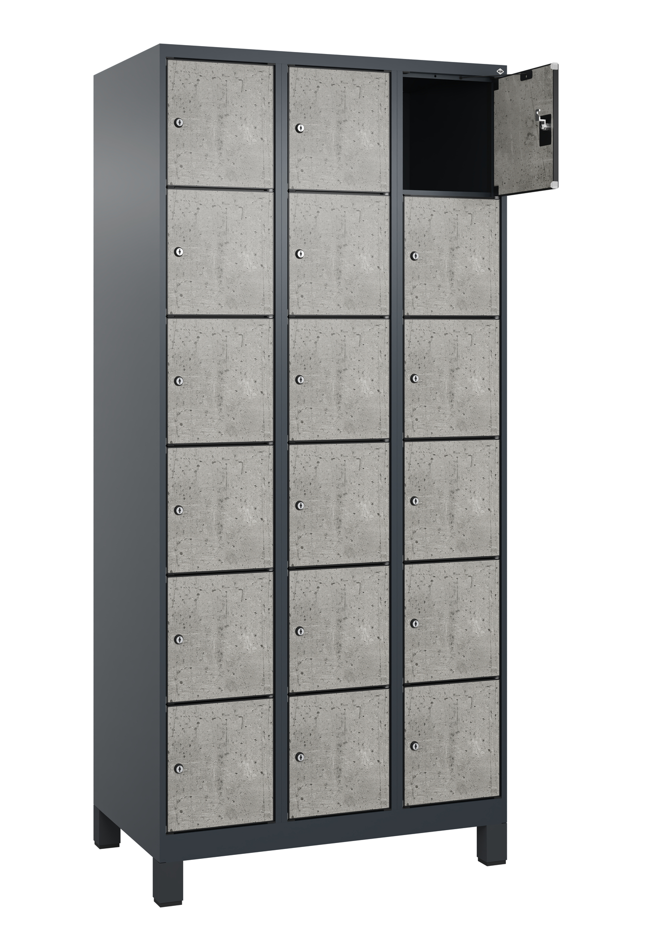 C+P Schlie�fachschrank Evolo PLUS, F��e, 18 F�cher, 1950x900x500mm