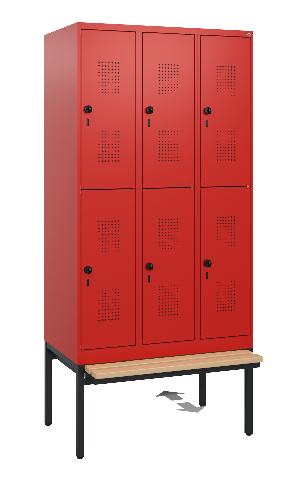 C+P Doppelstöckiger Spind Evolo PLUS, 6 Fächer, 1950x900x815mm
