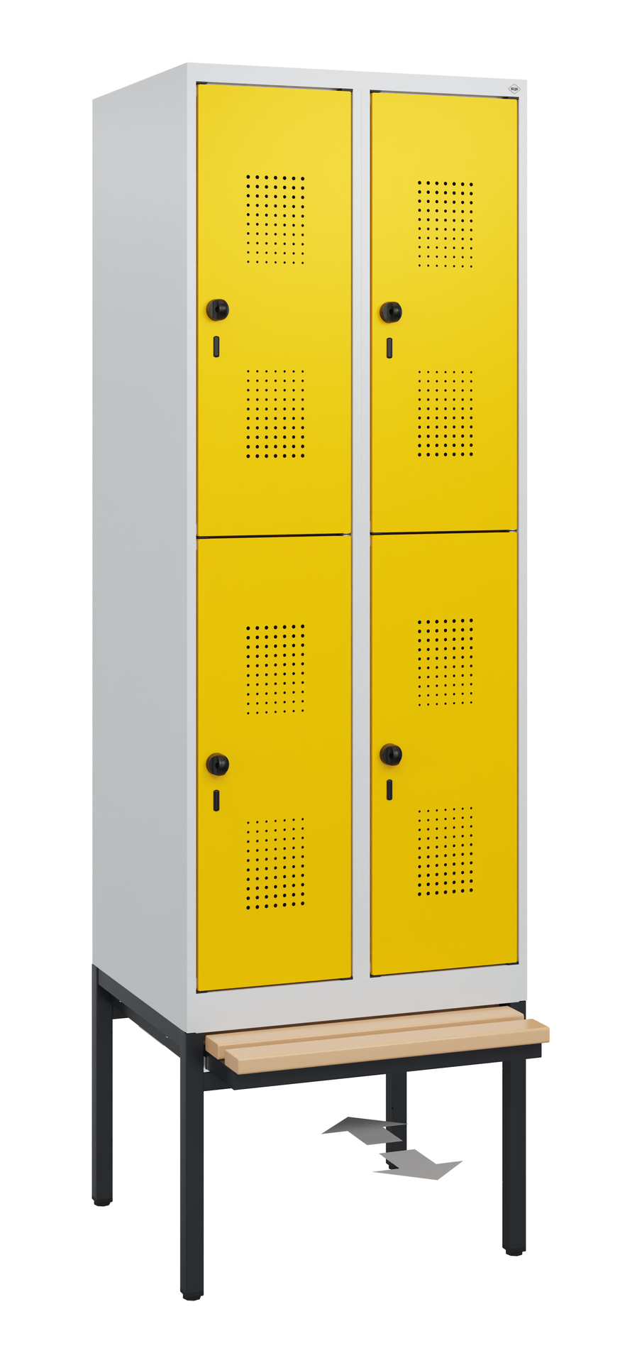 C+P Doppelstöckiger Spind Evolo PLUS, 4 Fächer, 1950x600x815mm