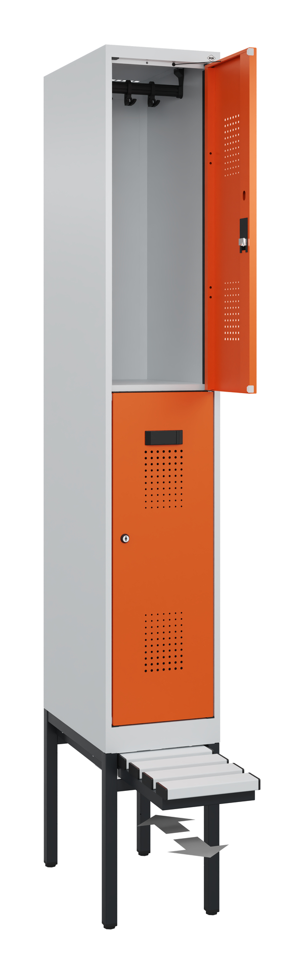 C+P Doppelstöckiger Spind Evolo PLUS, 2 Fächer, 2120x300x815mm