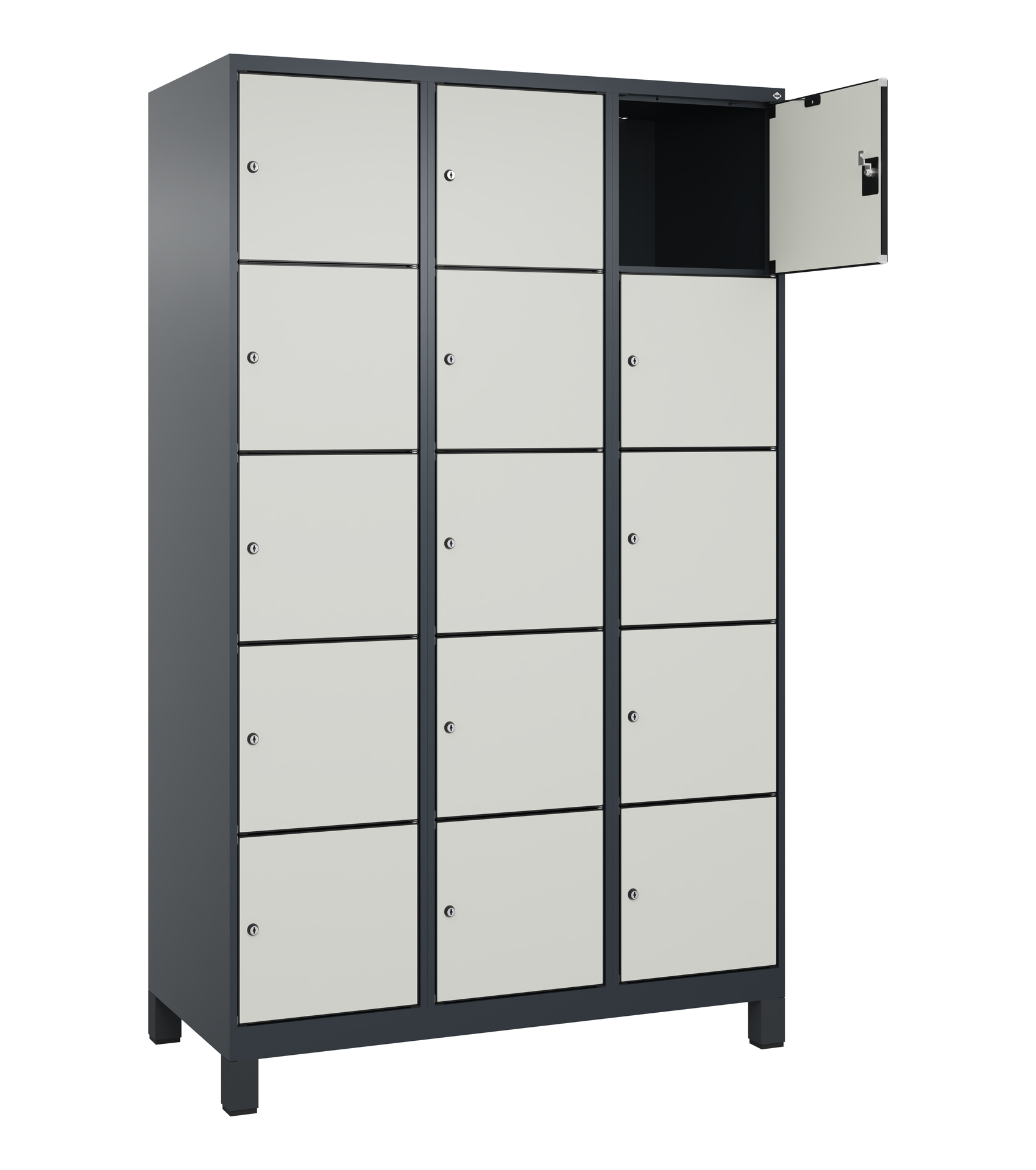 C+P Schlie�fachschrank Evolo PLUS, F��e, 15 F�cher, 1950x1200x500mm