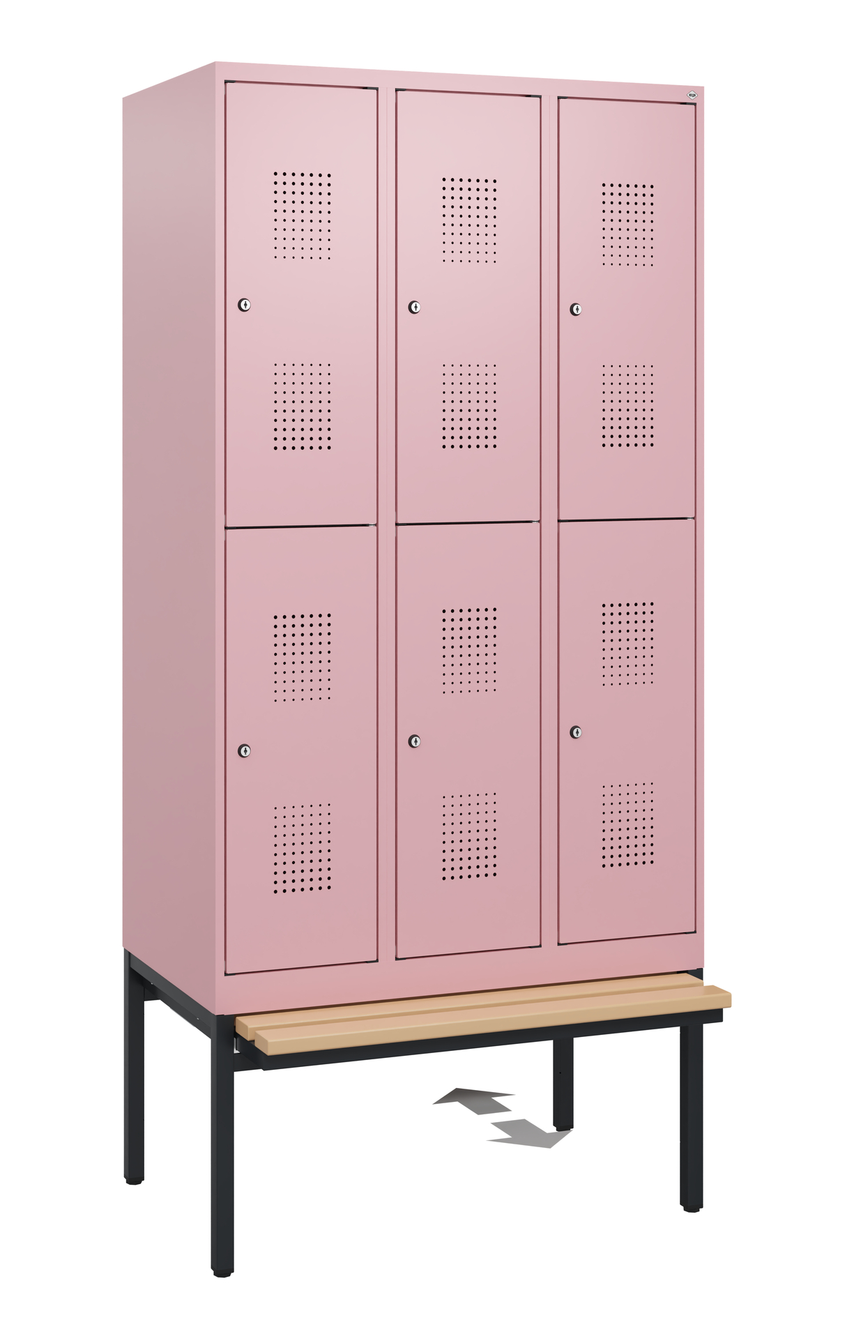 C+P Doppelstöckiger Spind Evolo PLUS, 6 Fächer, 1950x900x815mm