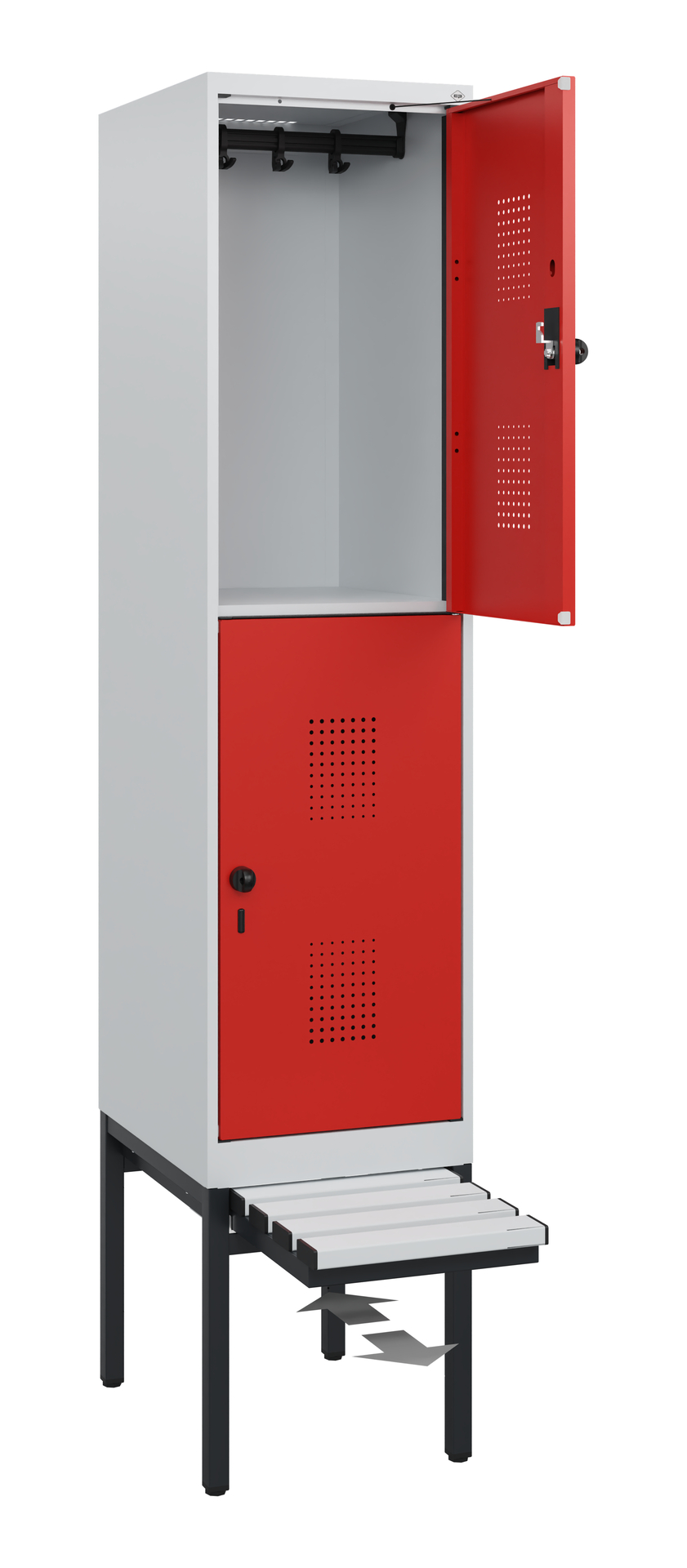 C+P Doppelstöckiger Spind Evolo PLUS, 2 Fächer, 1950x400x815mm