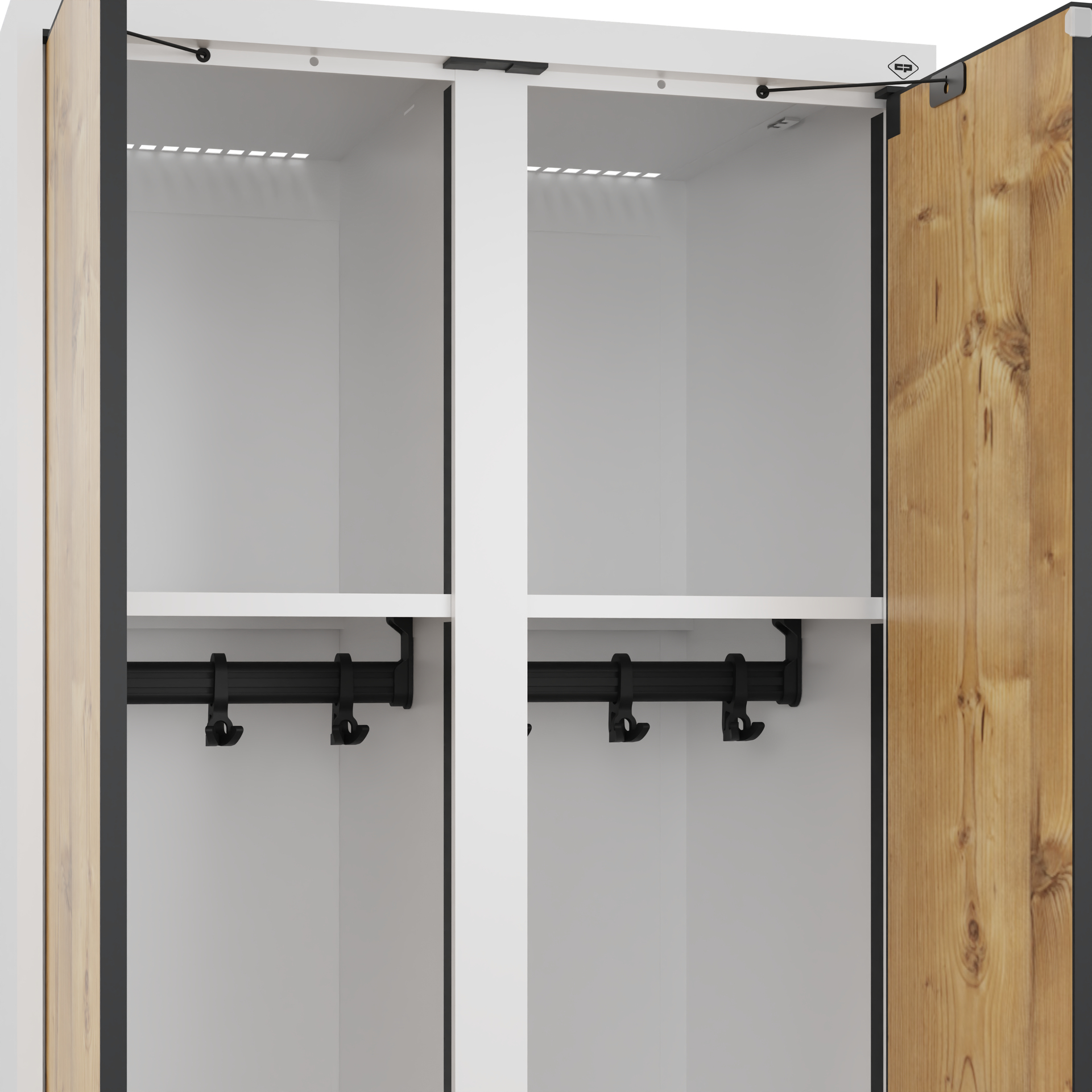 C+P PSA Schwarz-Wei�-Spind Evolo PLUS, Bank, 2 Abteile, 1950x600x815mm