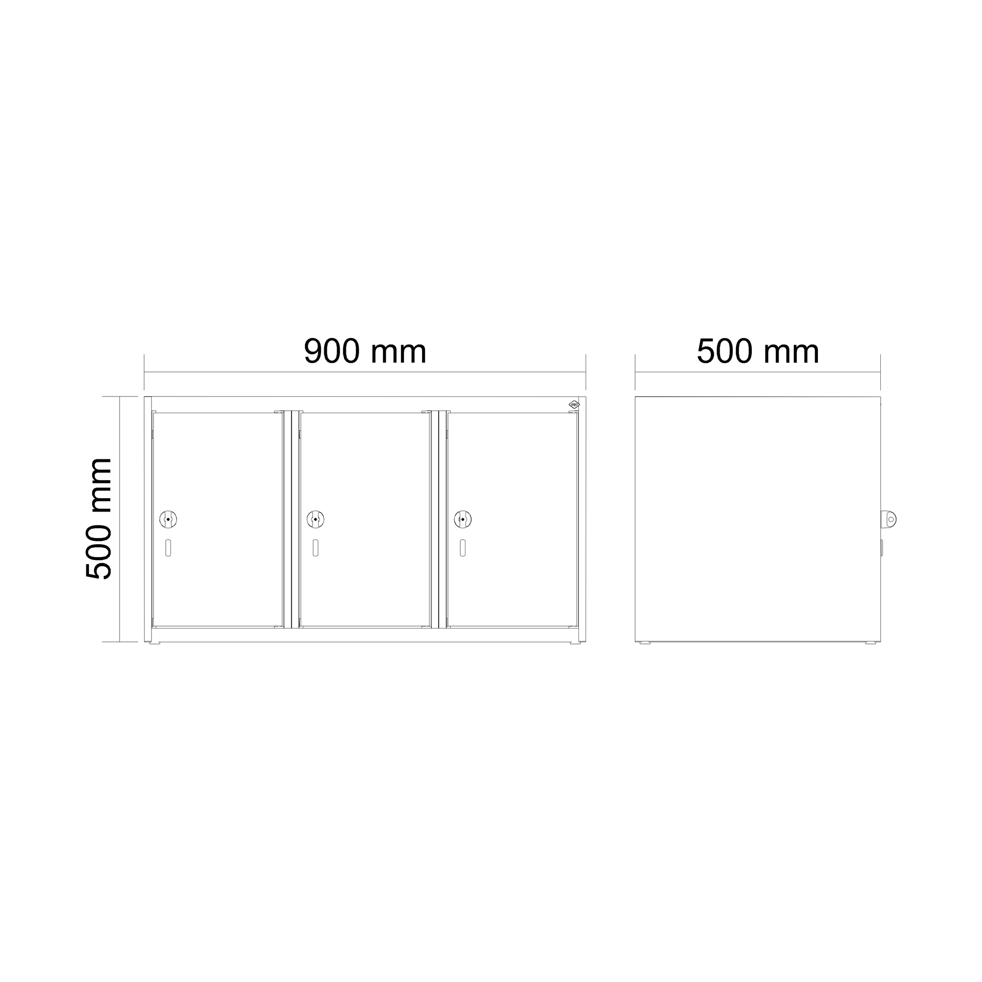 C+P Aufsatzschrank Evolo PLUS, 3 Abteile, 500x900x