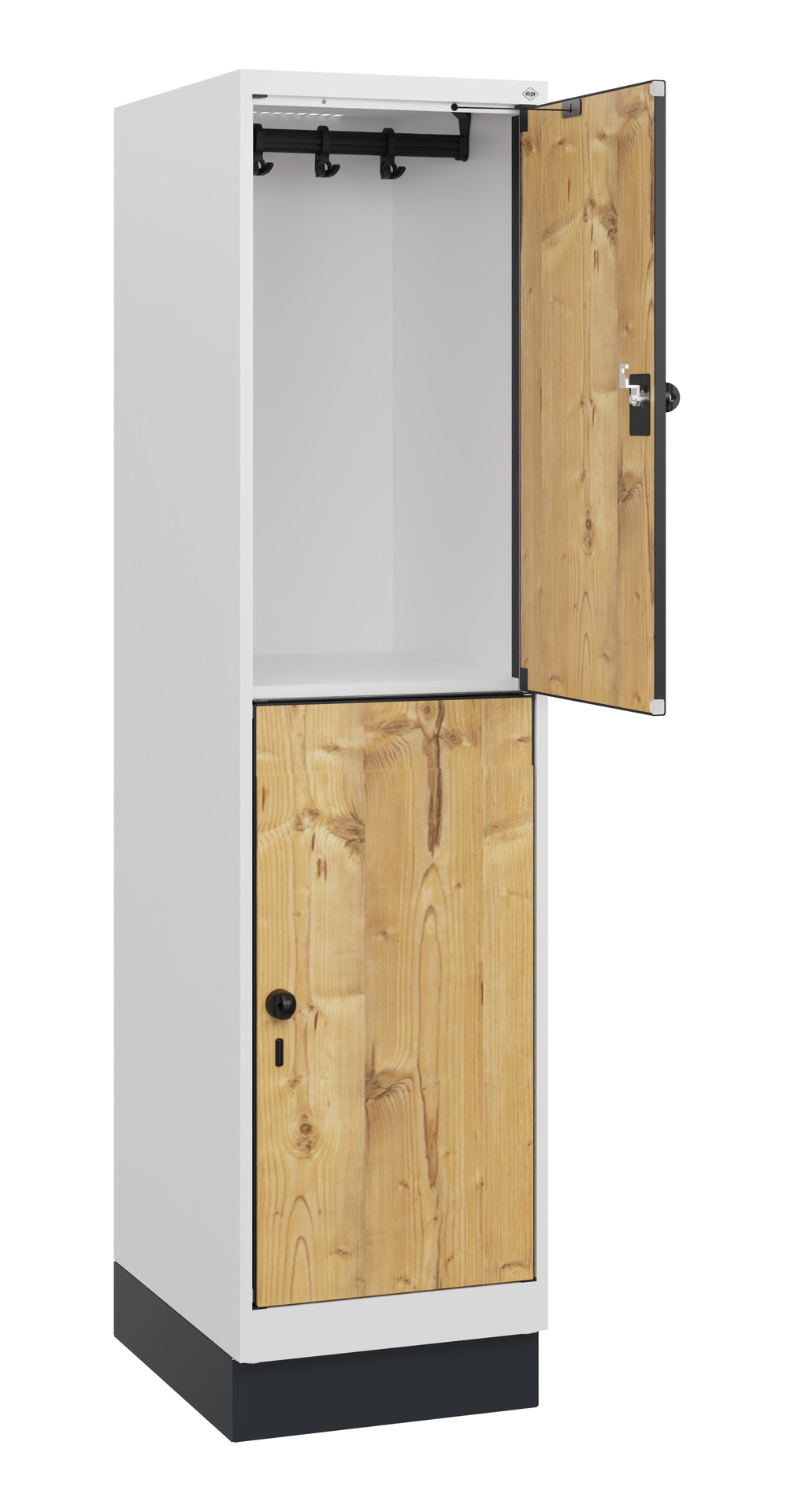 C+P Doppelst�ckiger Schulspind Evolo PLUS, Sockel, 2 F�cher, 1630x400x500mm