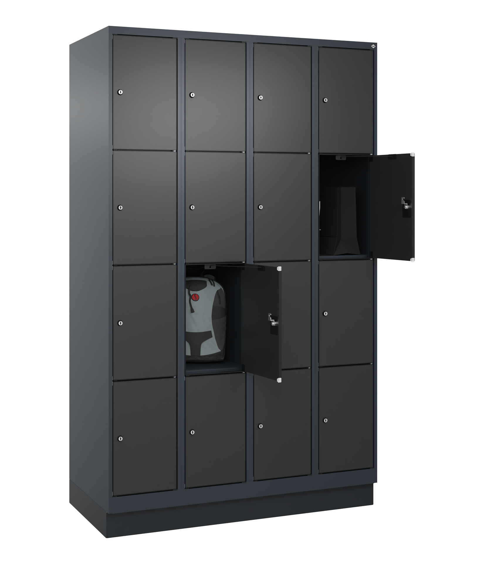C+P Schlie�fachschrank Evolo PLUS, Sockel, 16 F�cher, 1950x1200x500mm