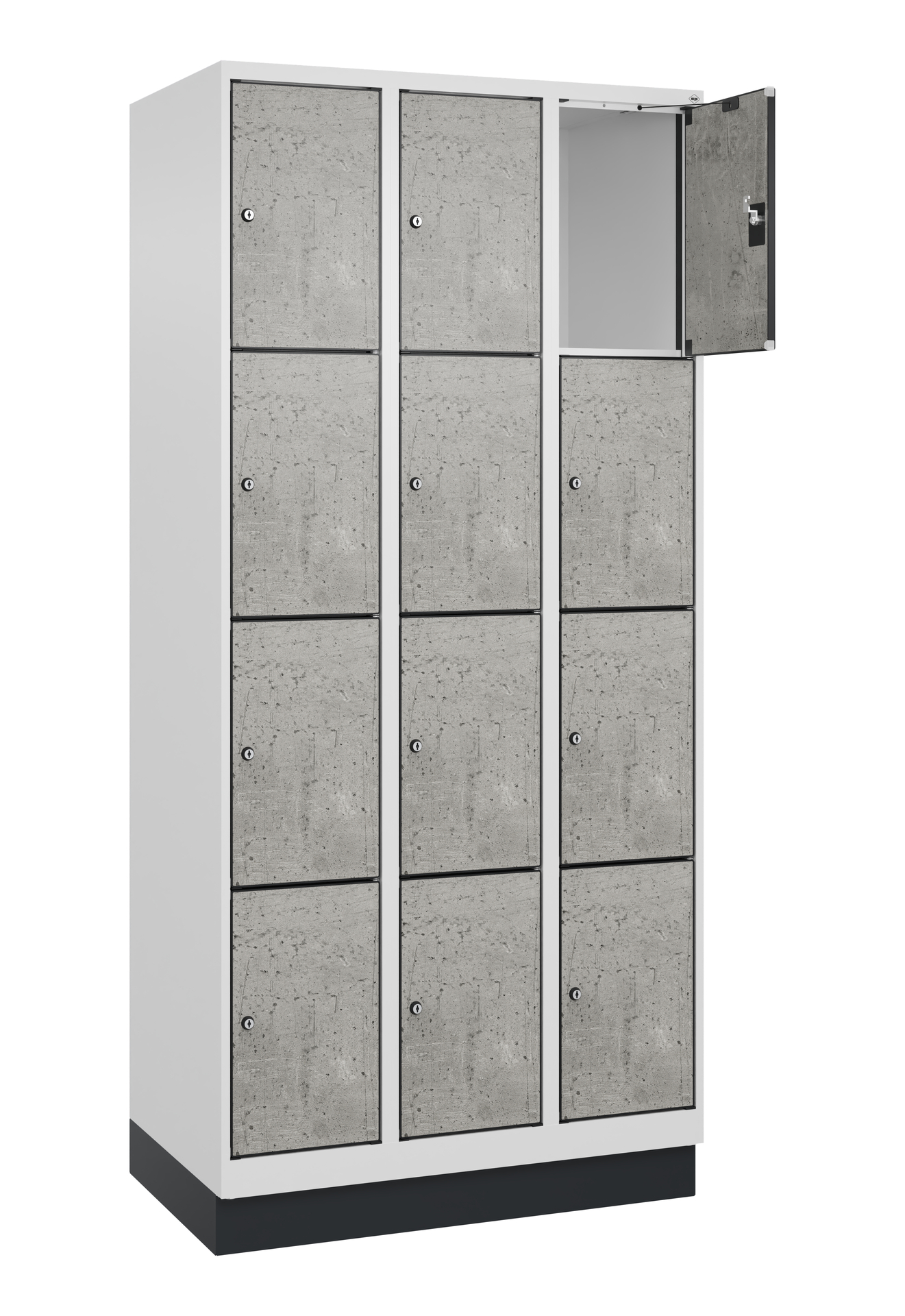 C+P Schlie�fachschrank Evolo PLUS, Sockel, 12 F�cher, 1950x900x500mm