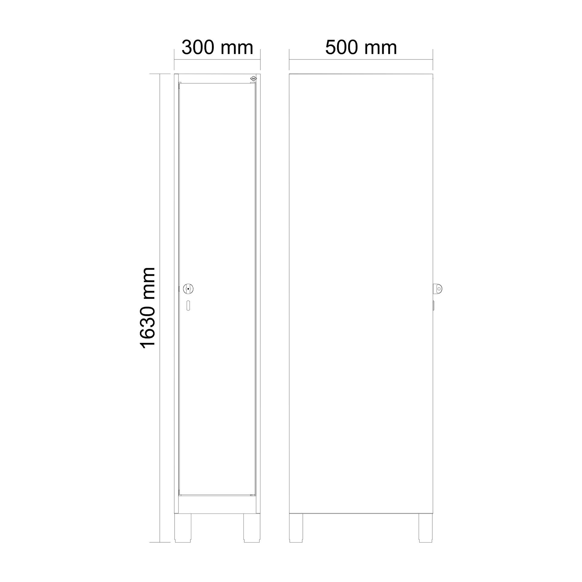 C+P Spind Evolo PLUS, F��e, 1 Abteil, 1630x300x500mm